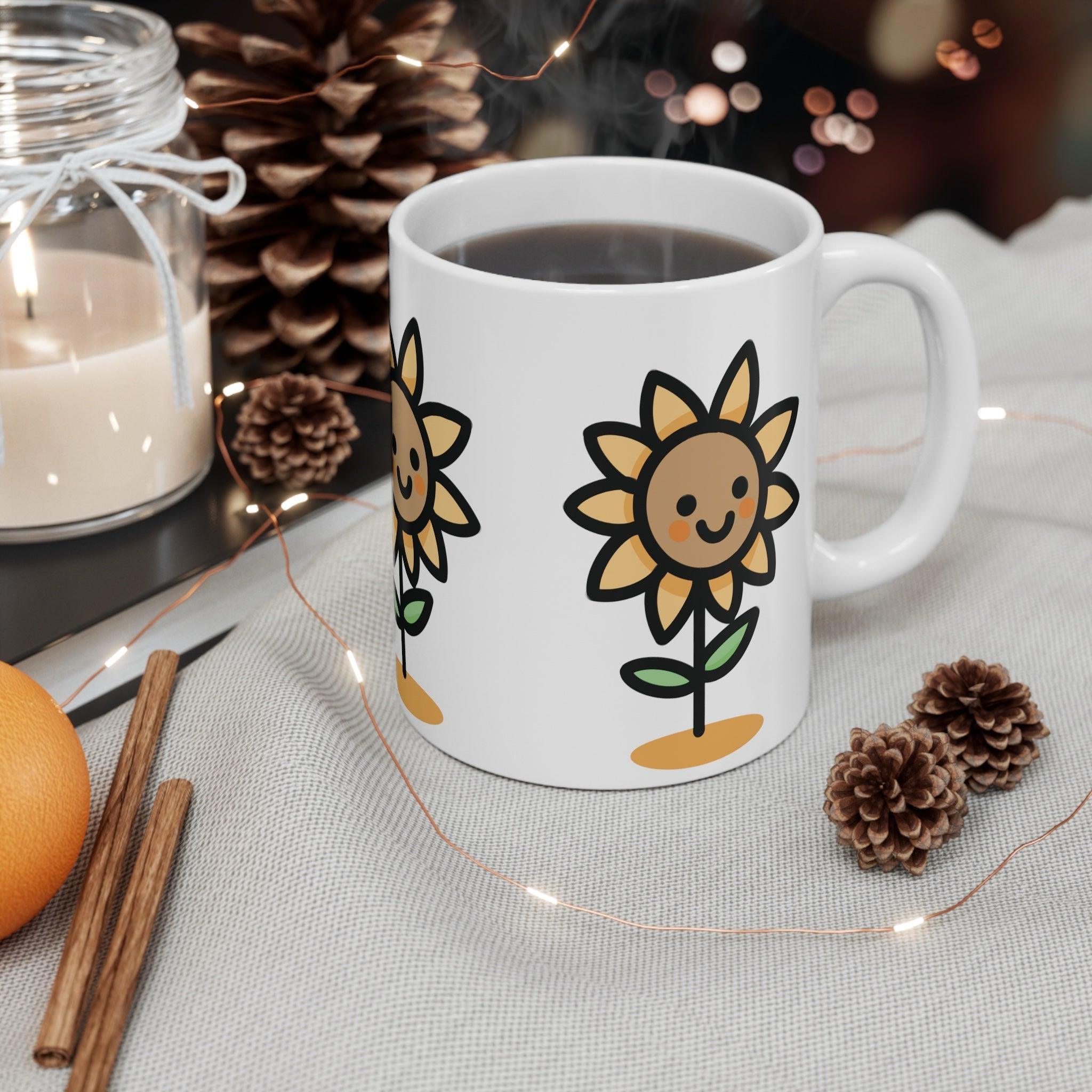 Hand - Drawn Sunflower Ceramic Mug | 11 oz Bright Gift | Buy Online from The Home Crafters