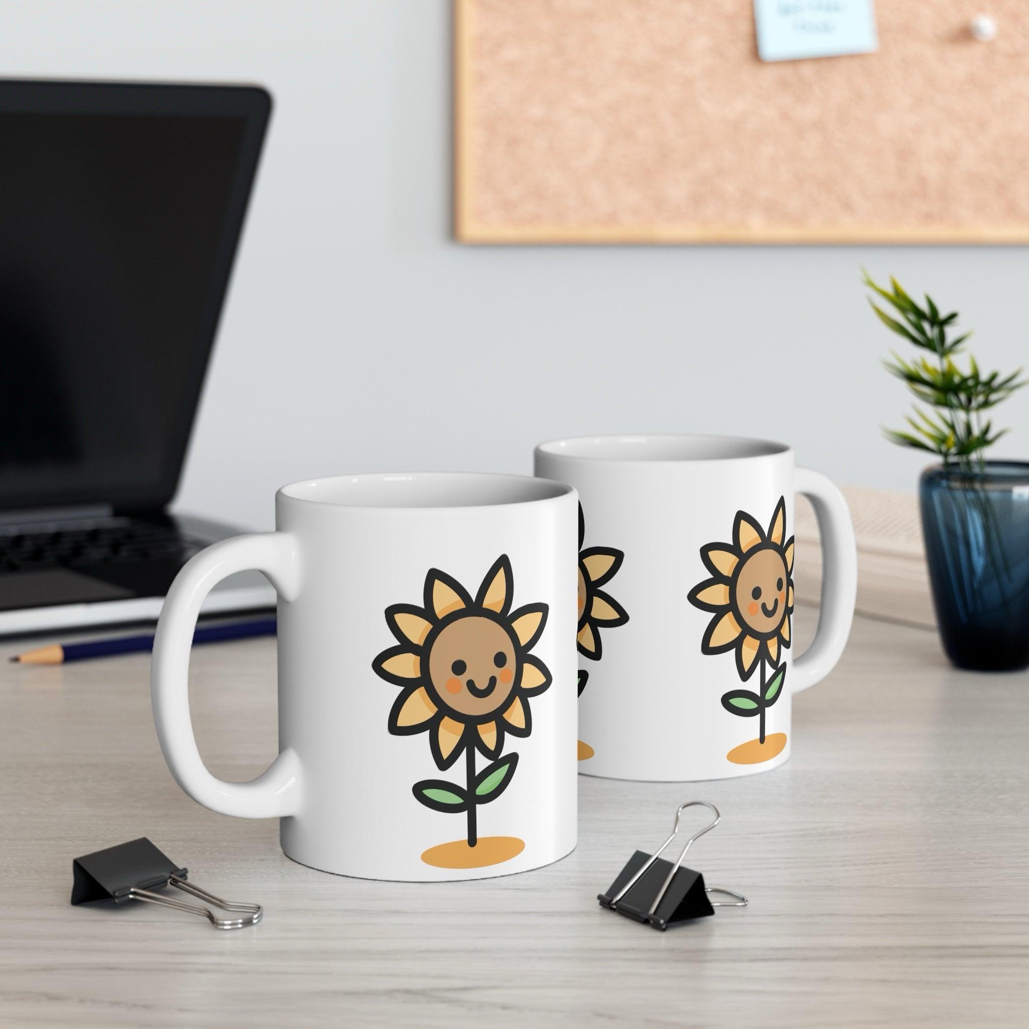 Hand - Drawn Sunflower Ceramic Mug | 11 oz Bright Gift | Buy Online from The Home Crafters