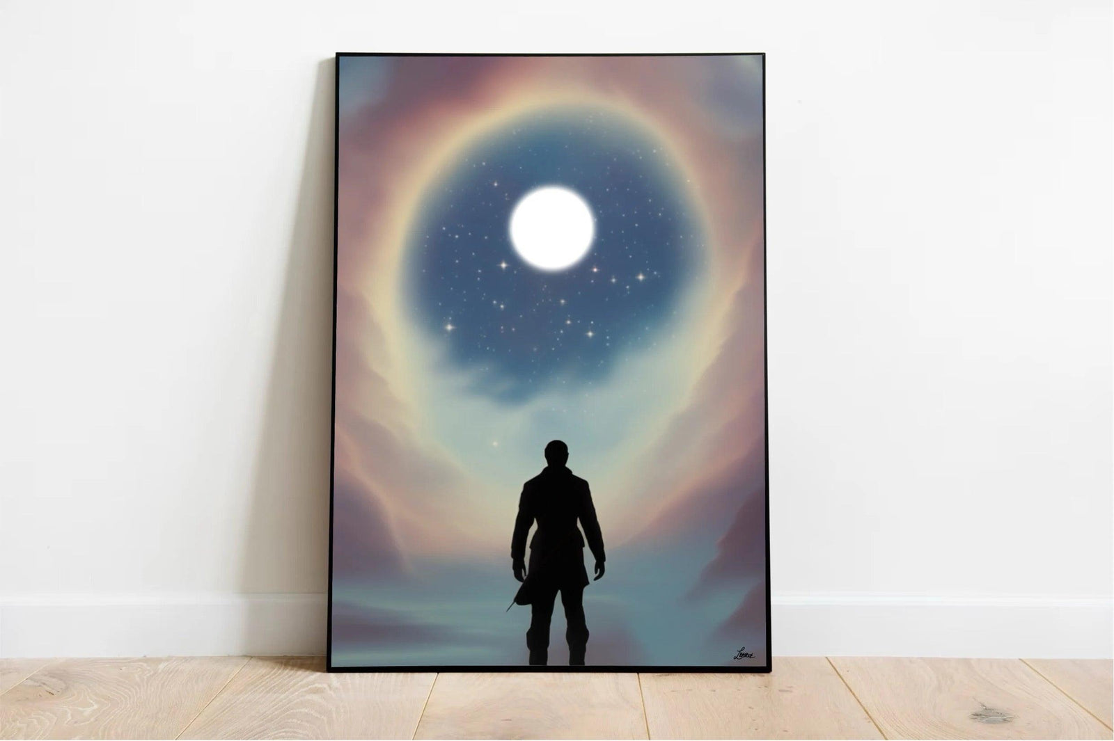 Celestial Contemplation – Cosmic Moon Art Print | Buy Online from The Home Crafters