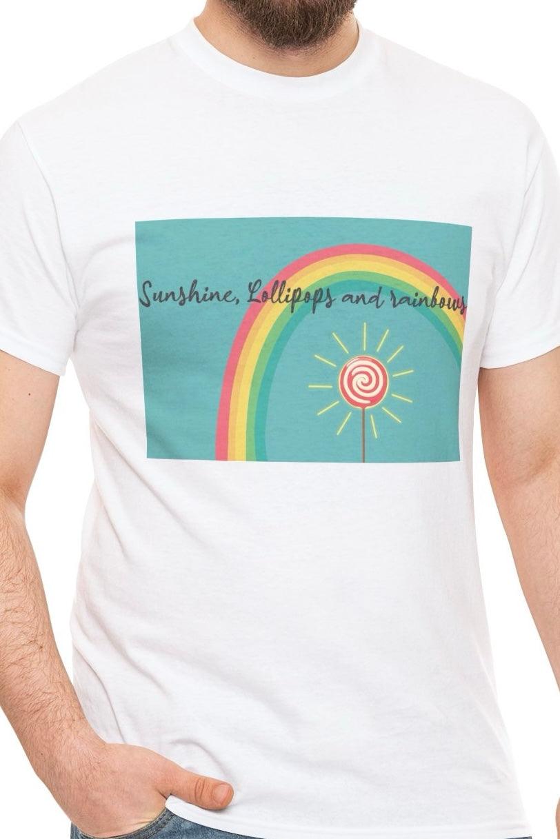 Sunshine, Lollipops and Rainbows T-Shirt | Joyful Design | Buy Online from The Home Crafters