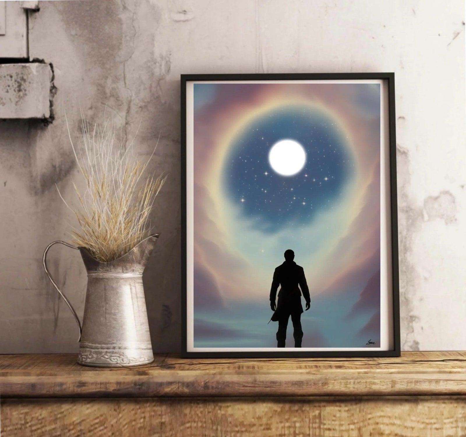 Celestial Contemplation – Cosmic Moon Art Print | Buy Online from The Home Crafters
