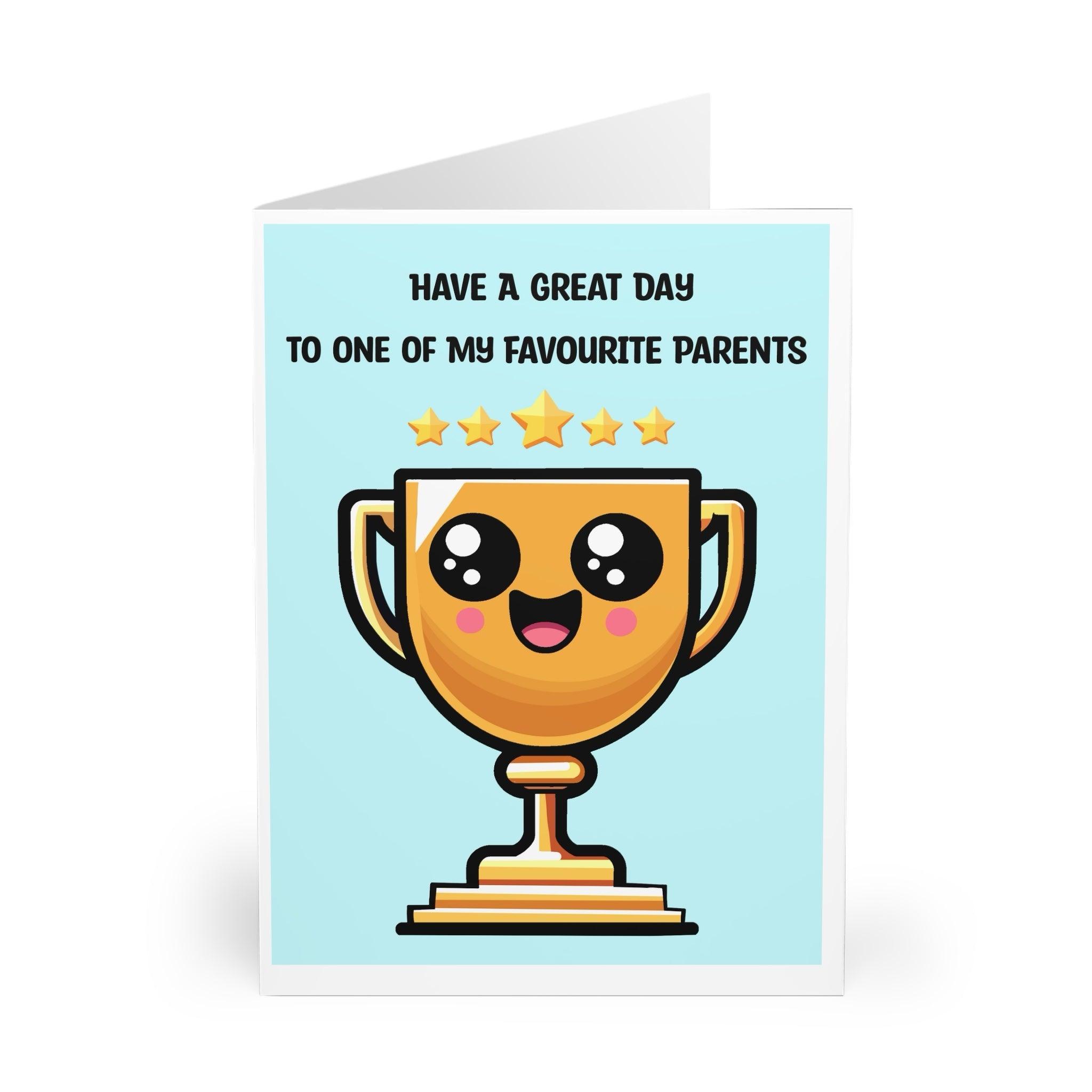 Favourite Parent Greeting Card – Funny Trophy Design | Buy Online from The Home Crafters