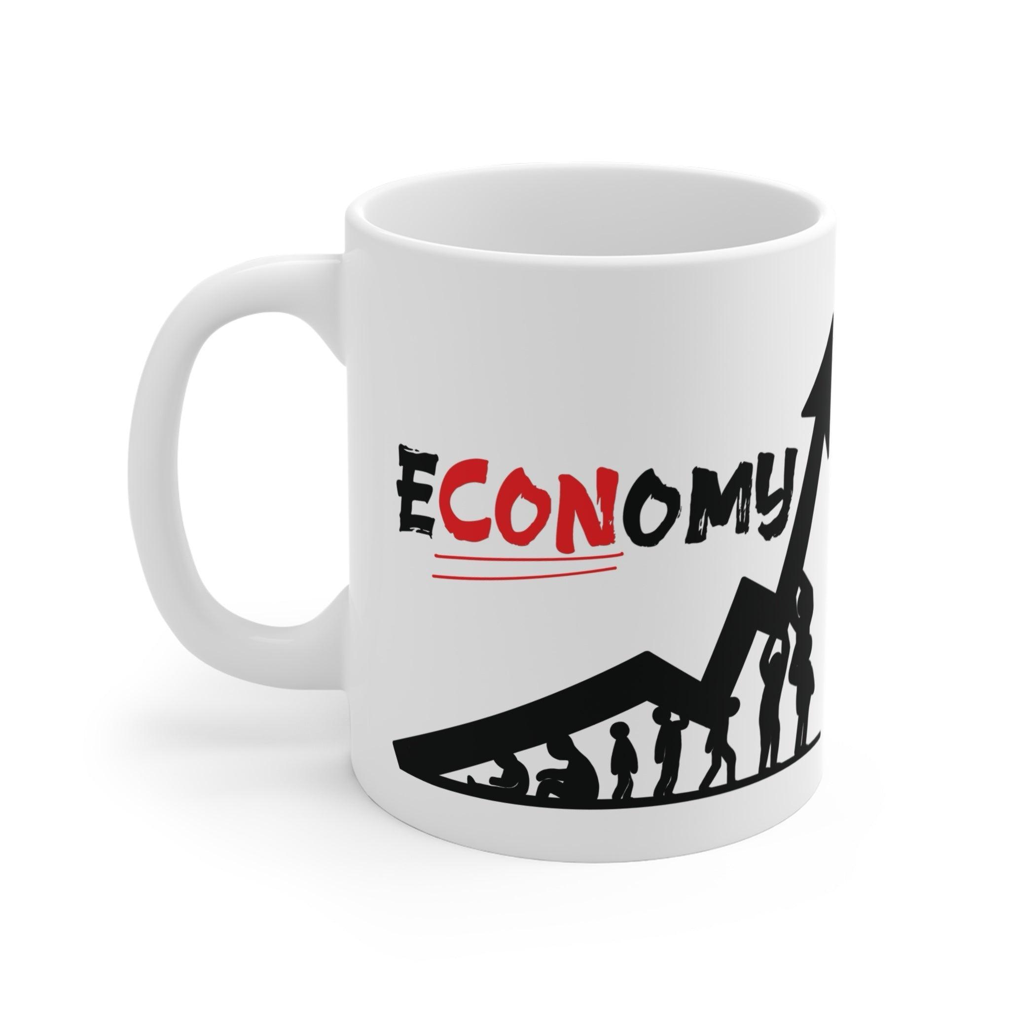 e - CON - omy Ceramic Mug | Satirical 11 oz Coffee Cup | Buy Online from The Home Crafters