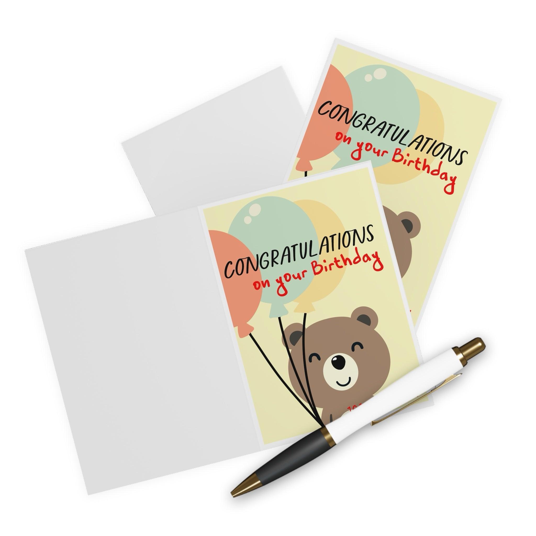Eco Funny Birthday Card | Bear & Balloons – 100% Recycled | Buy Online from The Home Crafters