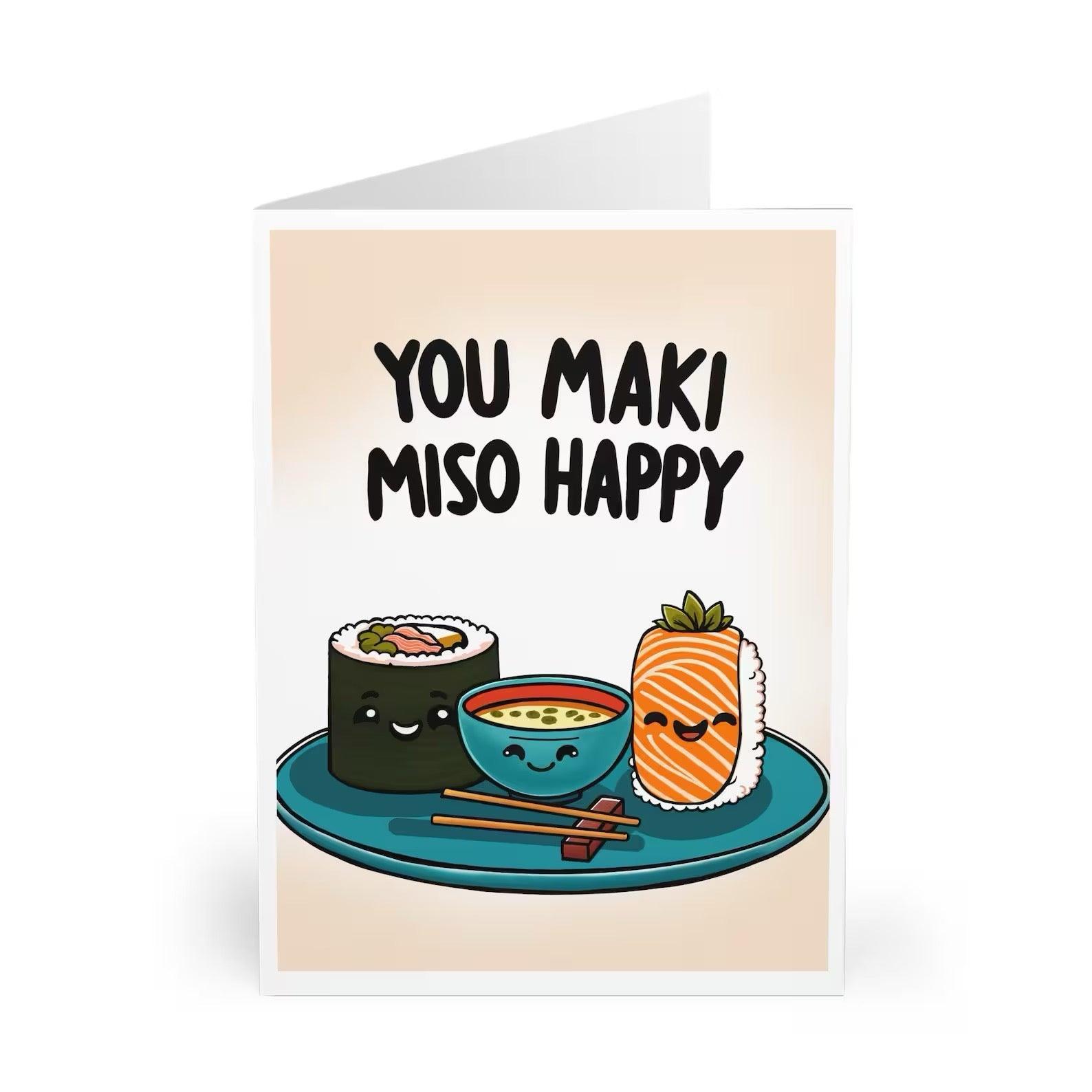 You Maki Miso Happy – Cute Sushi Pun Love Card | Buy Online from The Home Crafters