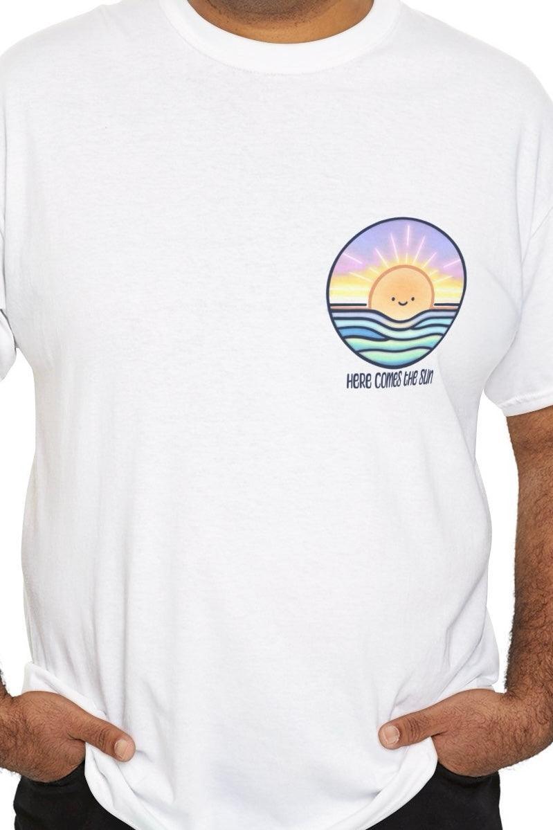 Here Comes the Sun T-Shirt | Smiling Cartoon Sun Tee | Buy Online from The Home Crafters