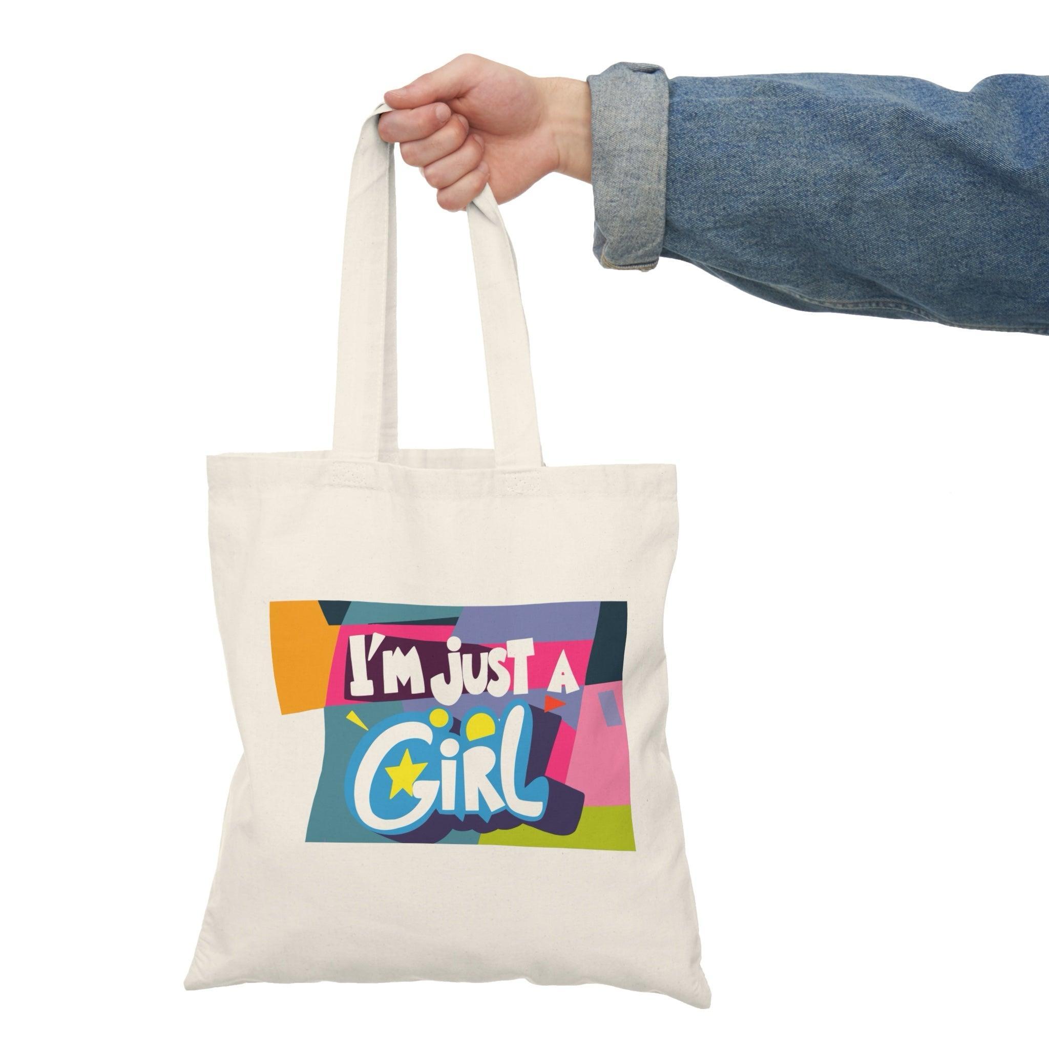 I'm Just a Girl Tote – Empowering Cotton Statement Bag | Buy Online from The Home Crafters