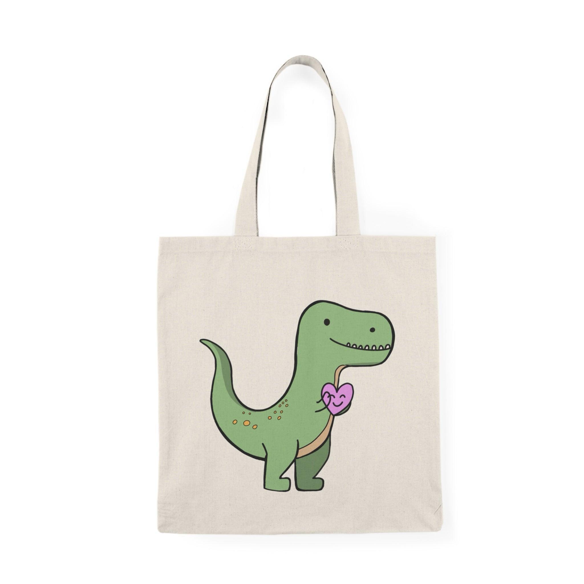 T - Rex with a Heart Tote – Funny Dinosaur Cotton Bag | Buy Online from The Home Crafters