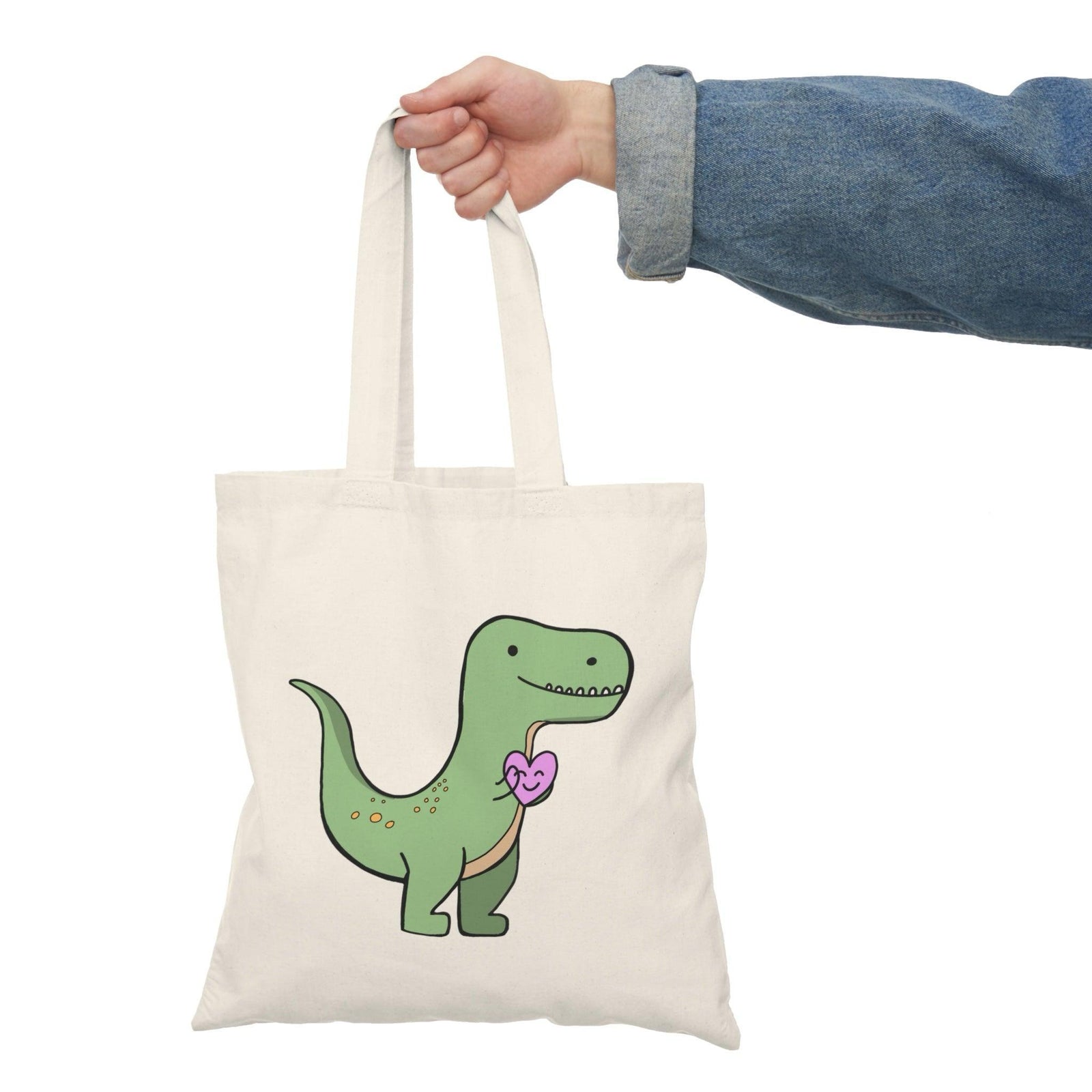 T - Rex with a Heart Tote – Funny Dinosaur Cotton Bag | Buy Online from The Home Crafters