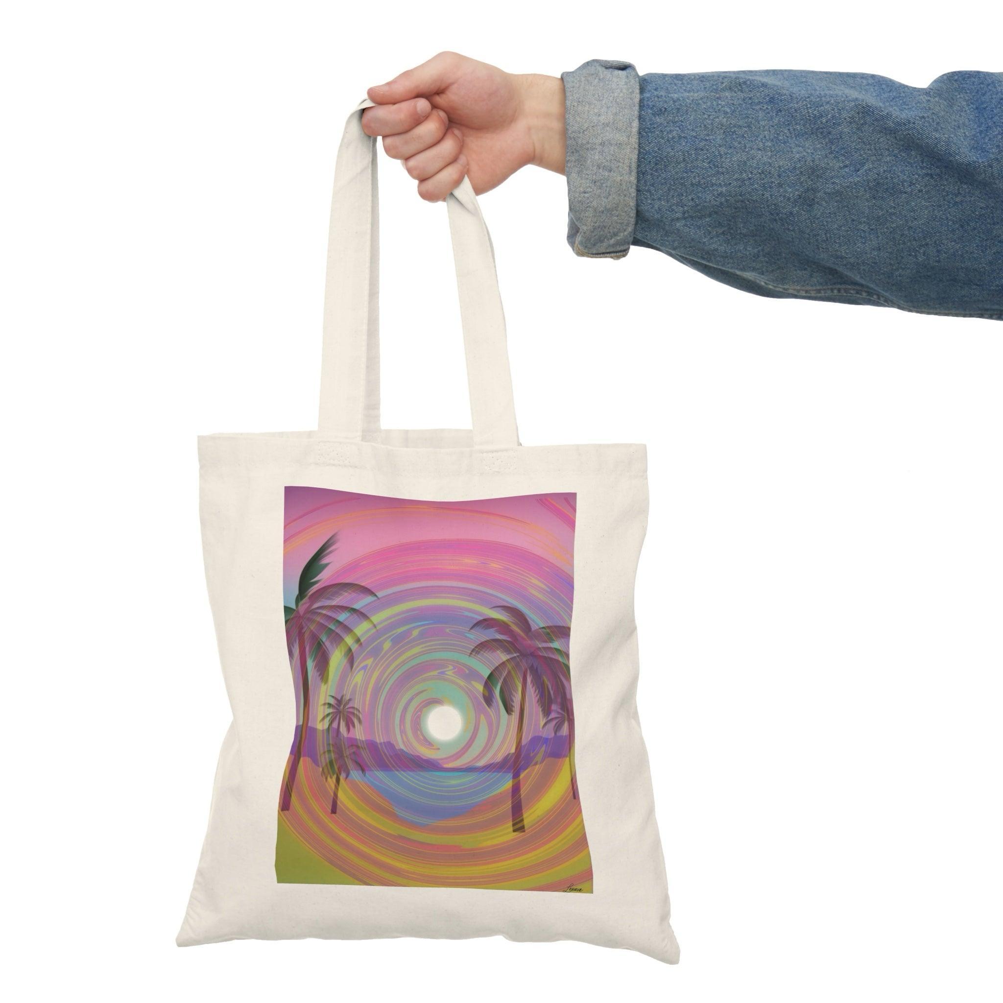 Psychedelic Beach Tote – Vibrant Pink Palm Tree Bag | Buy Online from The Home Crafters