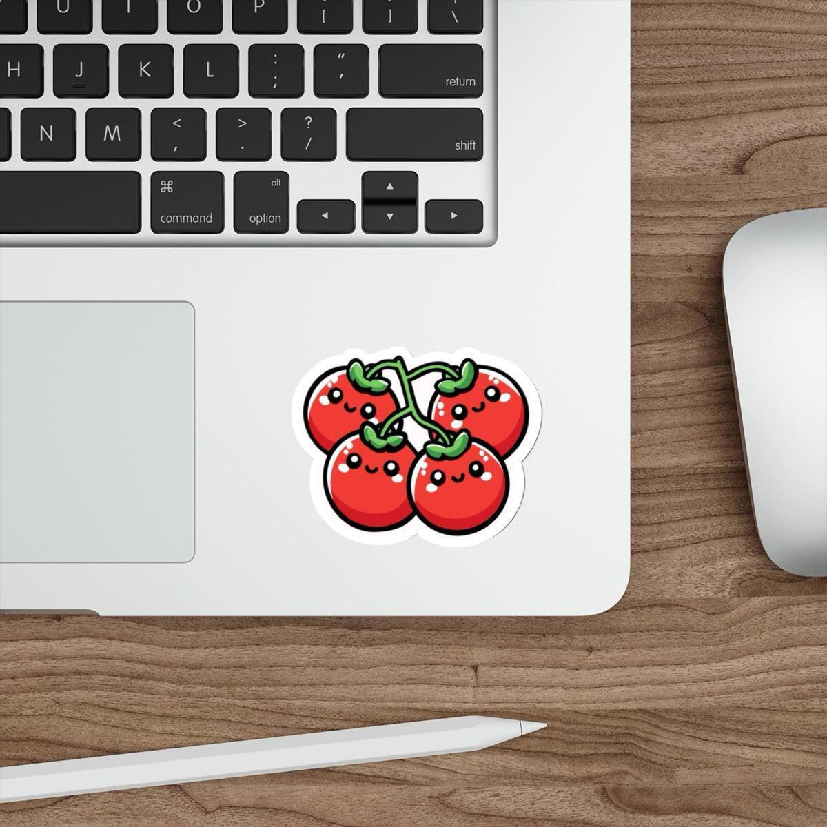 Cartoon Tomatoes on a Vine Sticker – Cute Garden Vibes | Buy Online from The Home Crafters