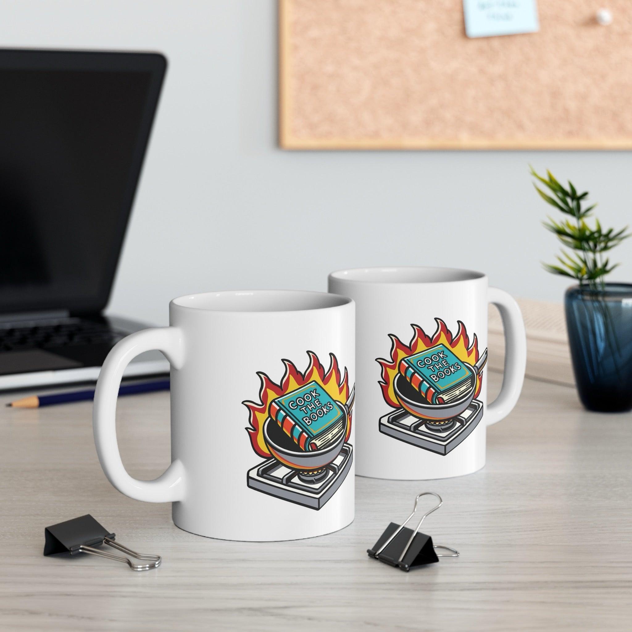 Cook the Books Mug | Punny 11 oz Cartoon Gift | Buy Online from The Home Crafters