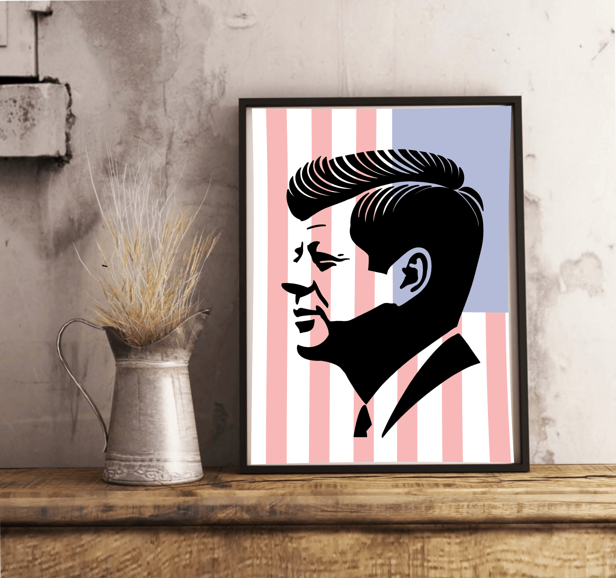 JFK Patriotic Silhouette – Bold Wall Art Print | Buy Online from The Home Crafters