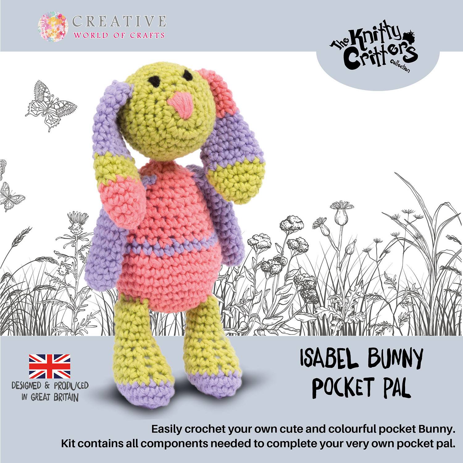 Knitty Critters Pocket Pals Crochet Kit: Isabel Bunny