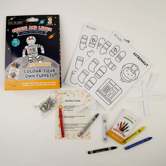 Love to Craft Create & Learn: Colour Your Own Puppets - Astronaut