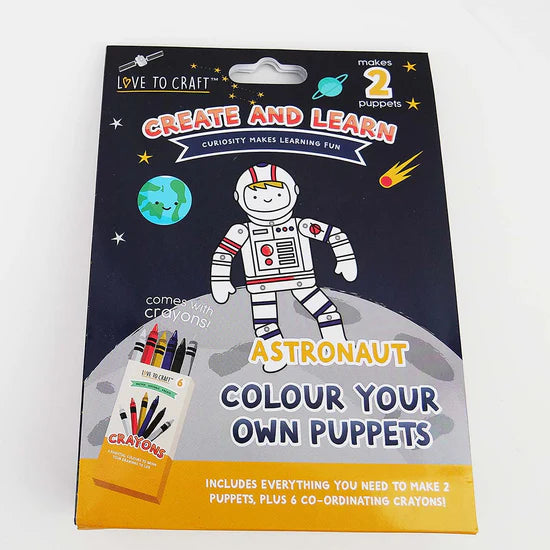 Love to Craft Create & Learn: Colour Your Own Puppets - Astronaut