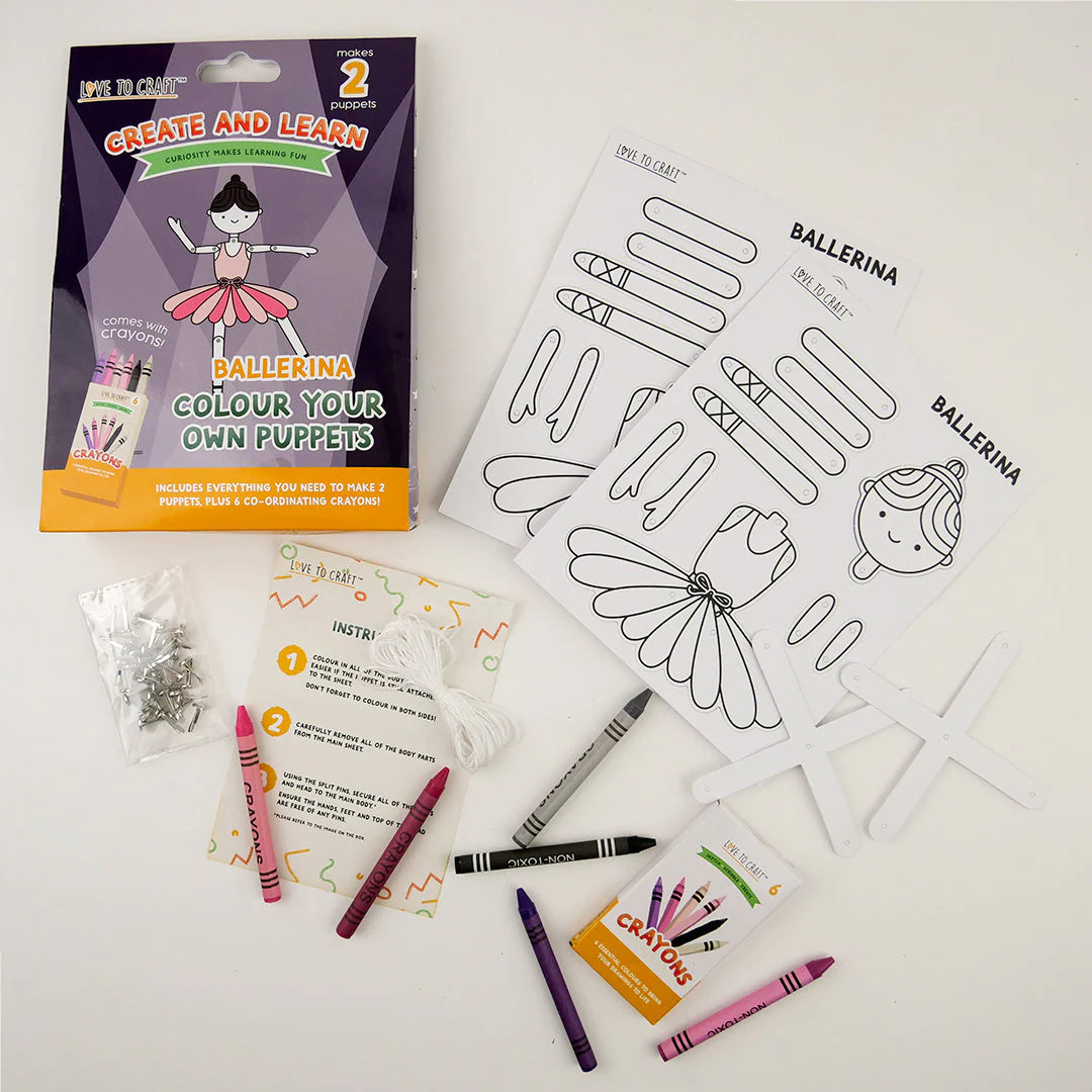 Love to Craft Create & Learn: Colour Your Own Puppets - Ballerina