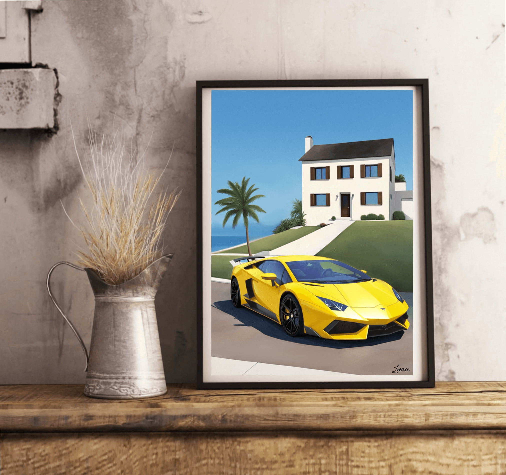 Luxury Car Print | Oceanfront Supercar Wall Art Decor | Buy Online from The Home Crafters