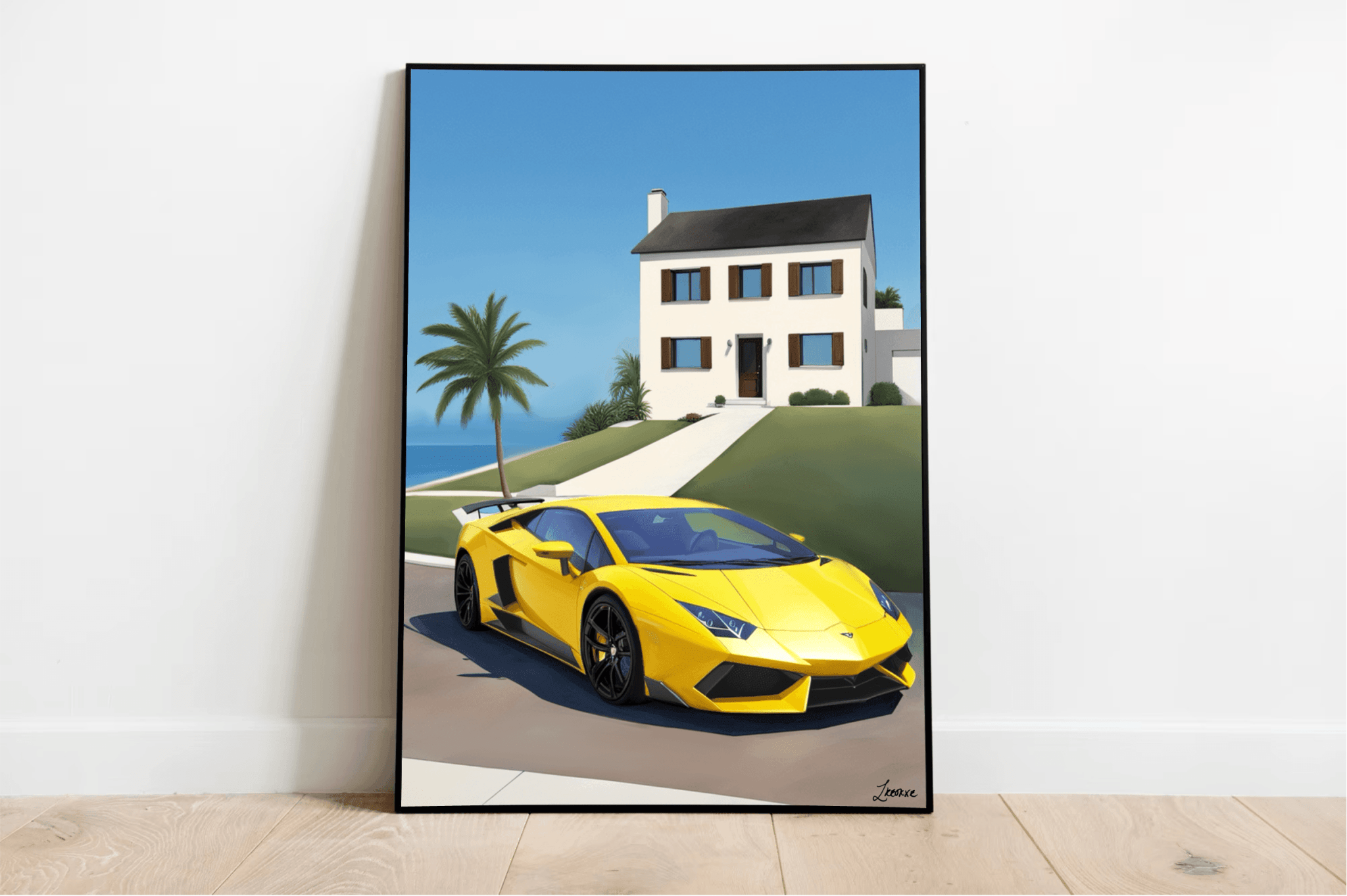 Luxury Car Print | Oceanfront Supercar Wall Art Decor | Buy Online from The Home Crafters