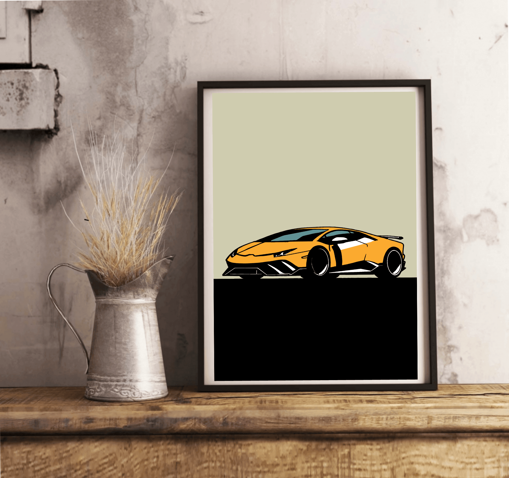 Sleek Speed Art Print | Minimalist Lamborghini Wall Poster | Buy Online from The Home Crafters