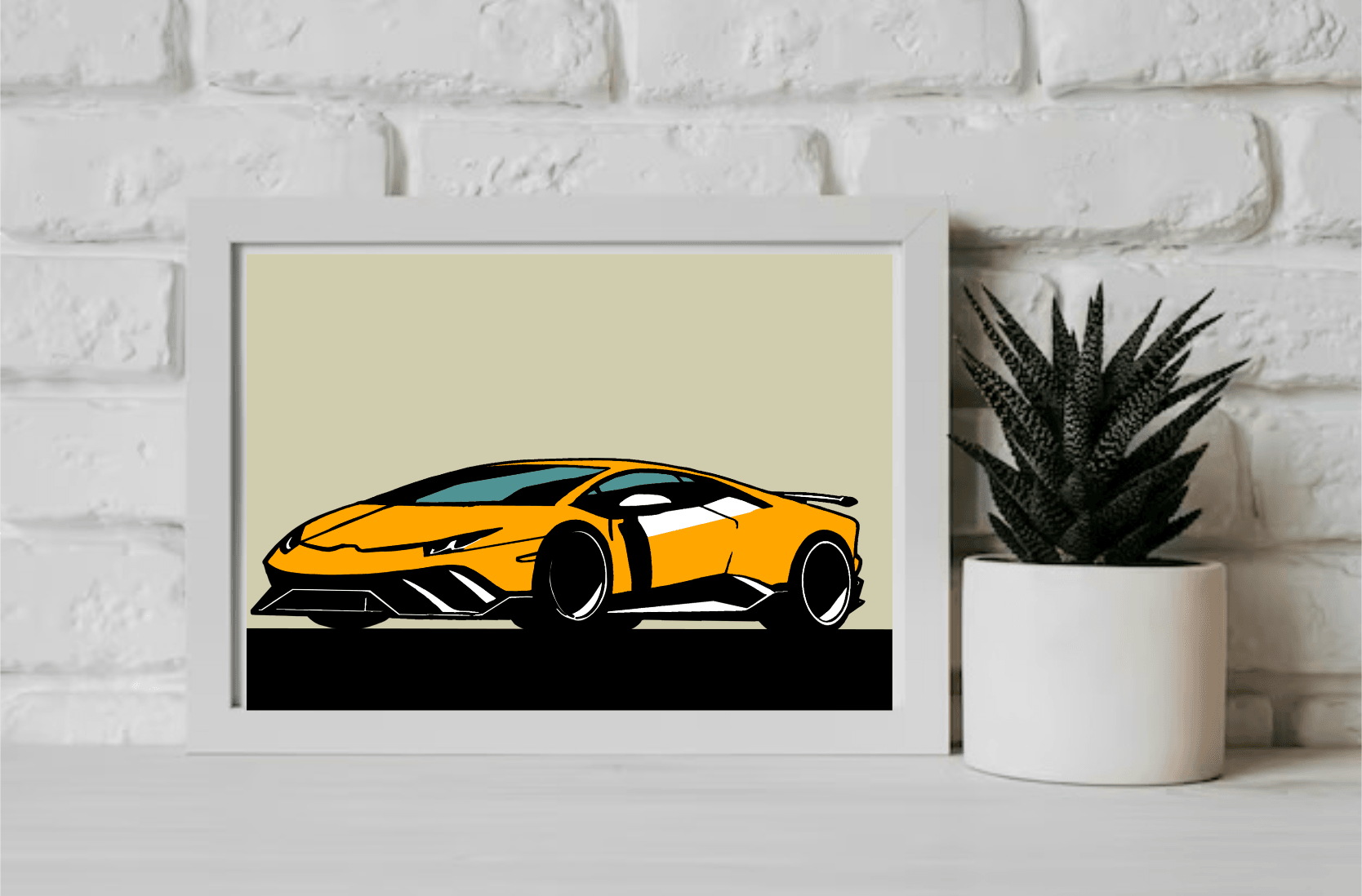 Sleek Speed Art Print | Minimalist Lamborghini Wall Poster | Buy Online from The Home Crafters