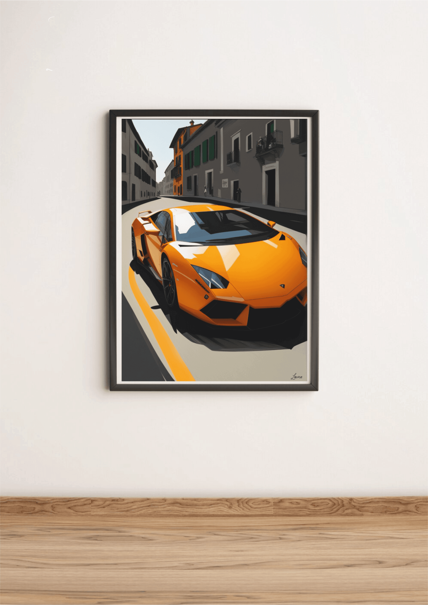 Orange Supercar Art Print | Italian Backdrop | Buy Online from The Home Crafters