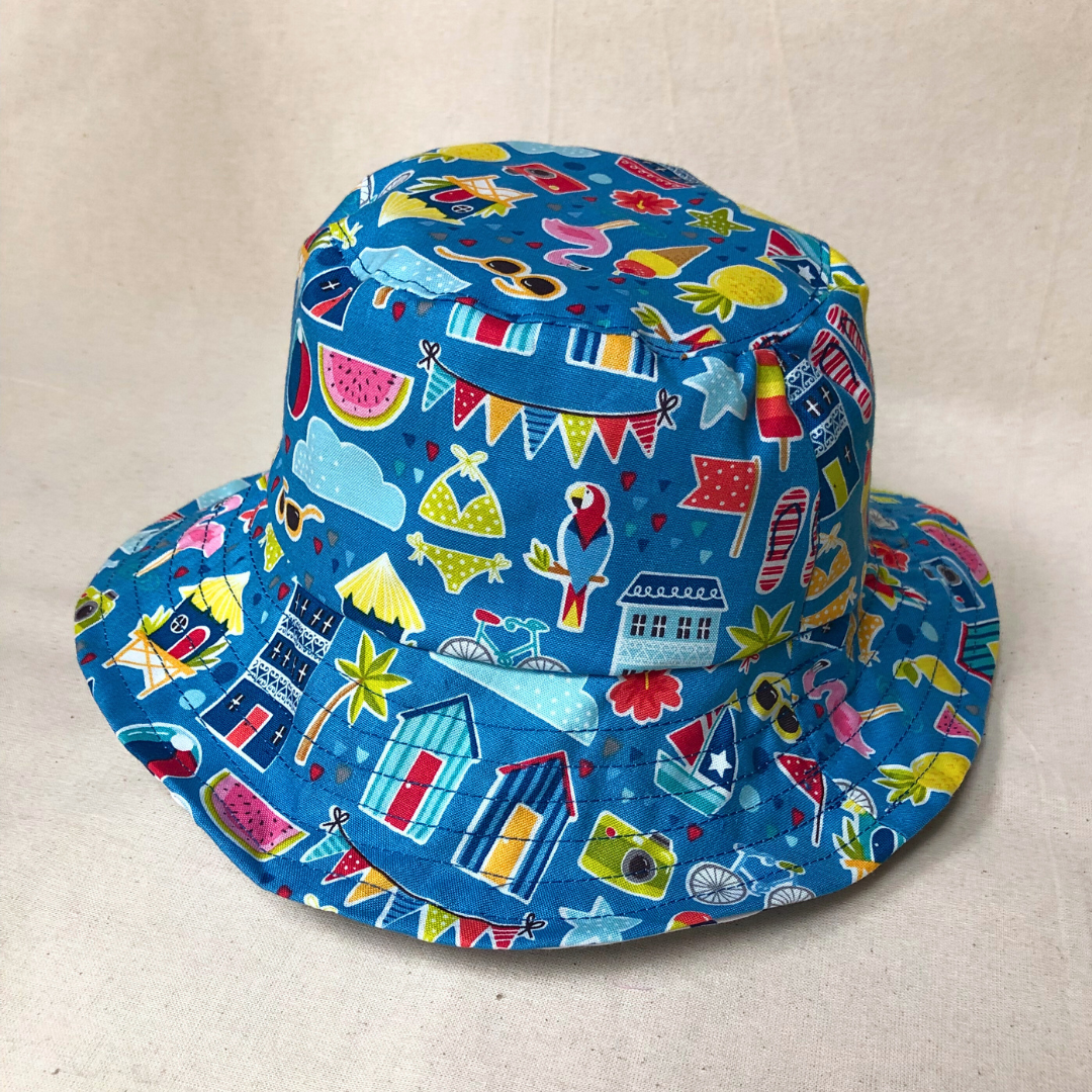 Handmade Small Bucket Hat - Blue Summer