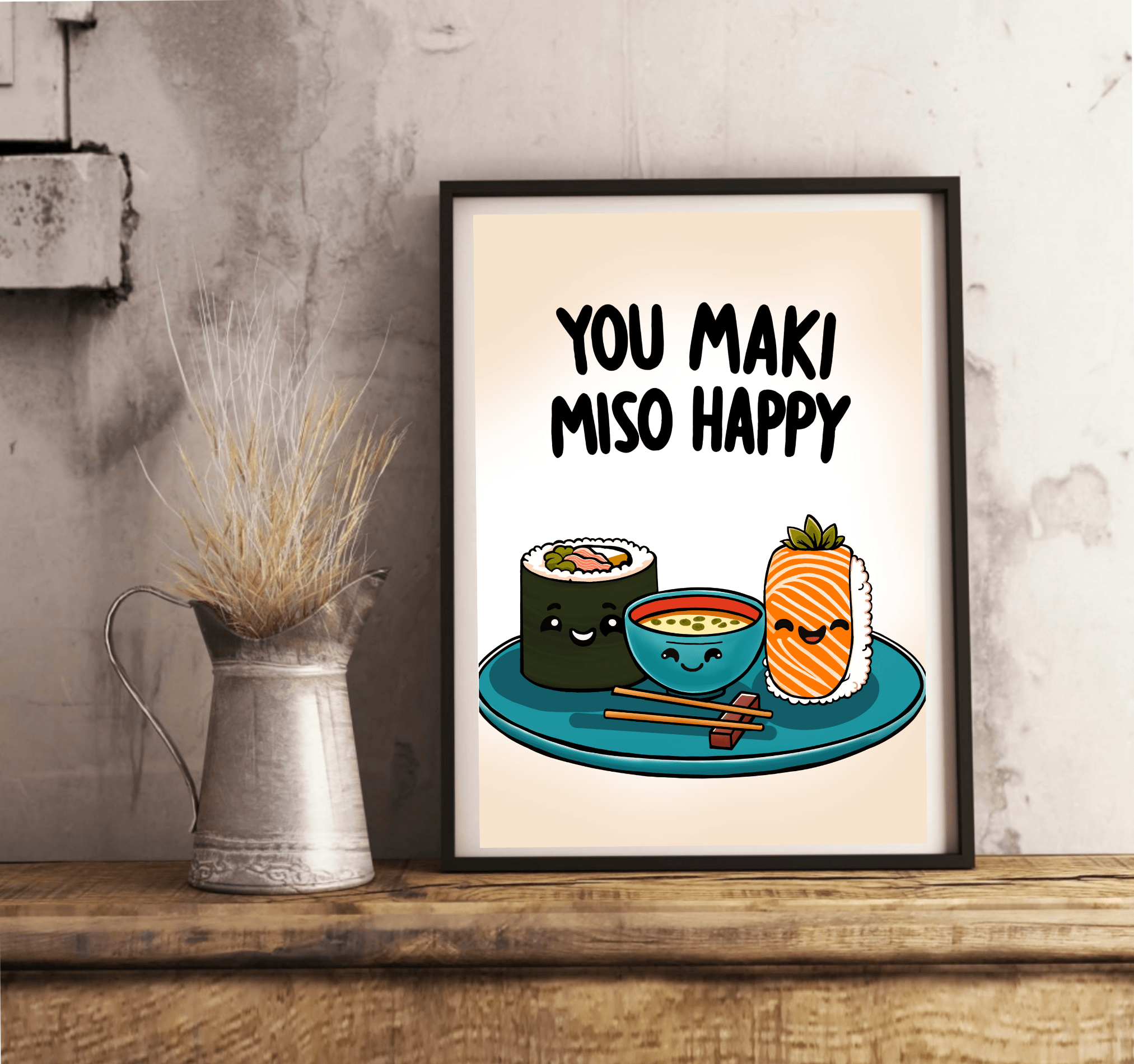You Maki Miso Happy Art Print – Whimsical Food Wall Decor | Buy Online from The Home Crafters