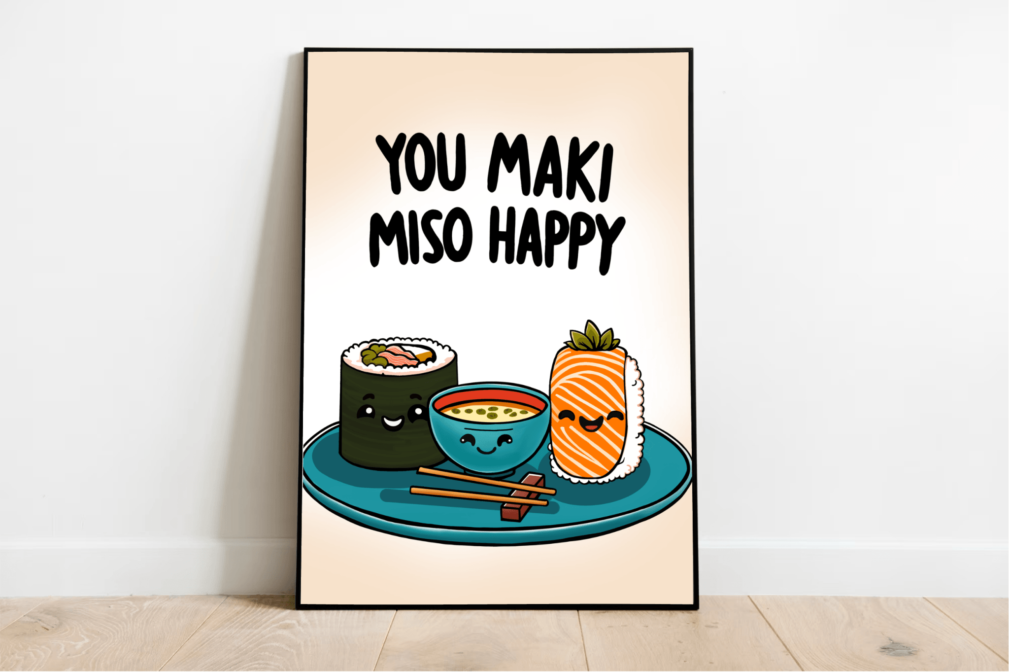You Maki Miso Happy Art Print – Whimsical Food Wall Decor | Buy Online from The Home Crafters