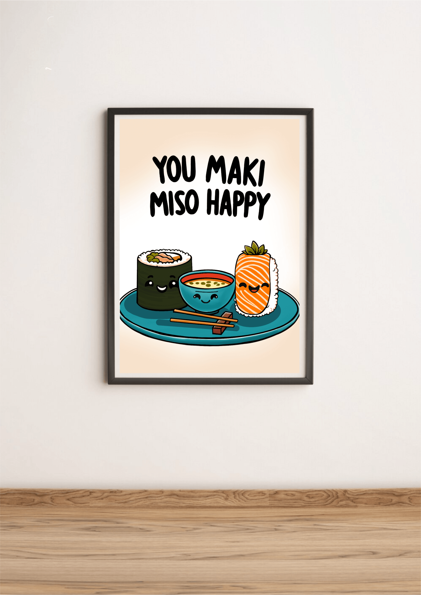 You Maki Miso Happy Art Print – Whimsical Food Wall Decor | Buy Online from The Home Crafters