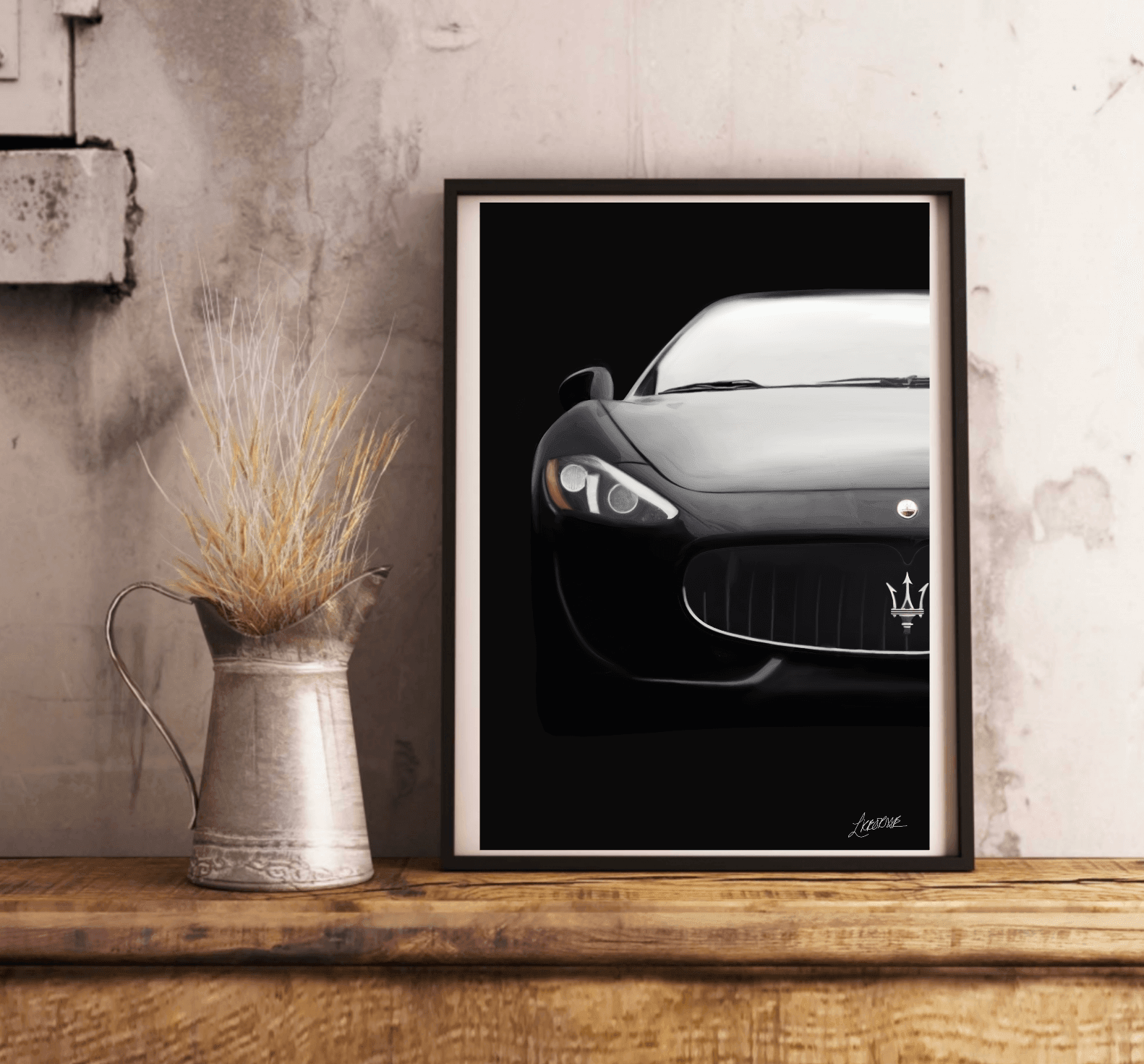Maserati Art Print – Hand - Drawn Luxury Car Wall Decor | Buy Online from The Home Crafters