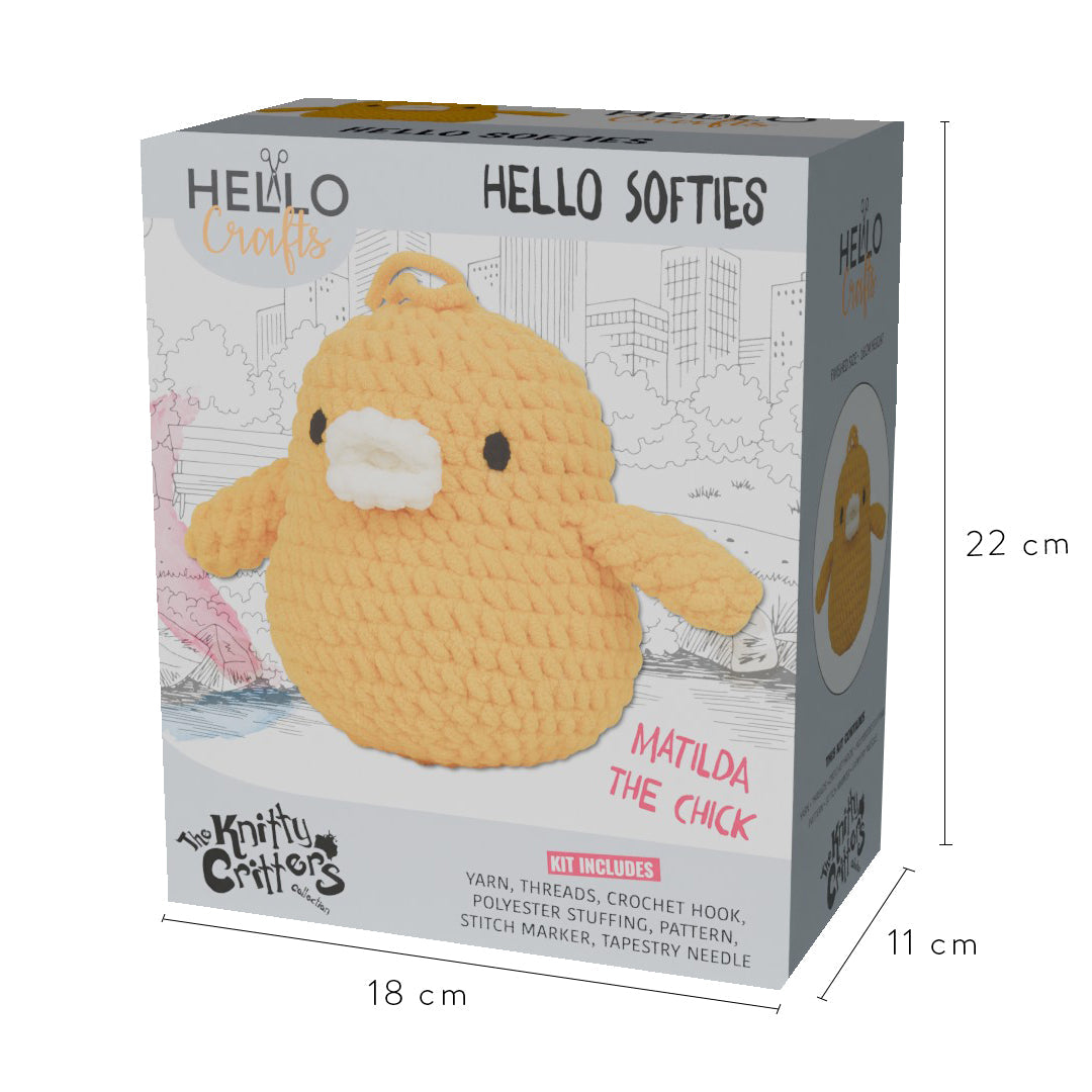 Knitty Critters Hello Softies Crochet Kit: Matilda The Chick