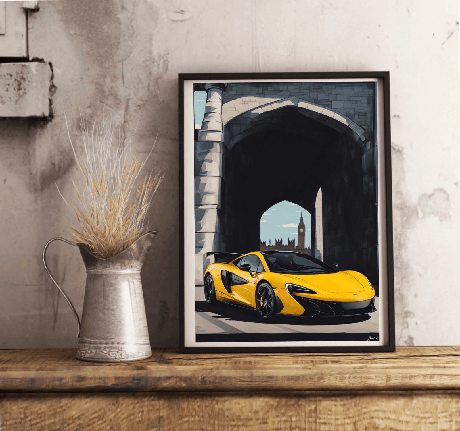 Yellow Sports Car – London Street Art Print | Buy Online from The Home Crafters