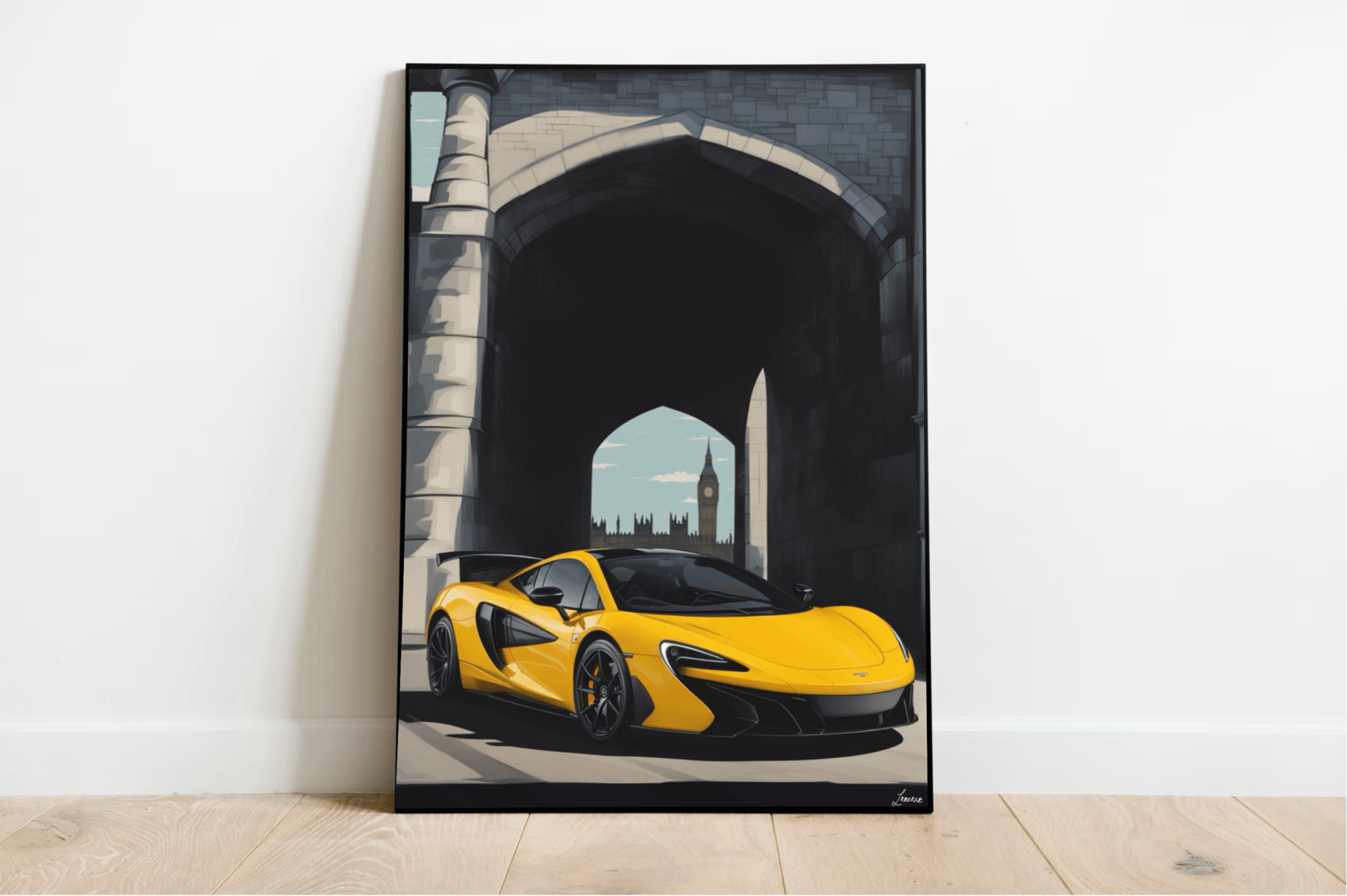 Yellow Sports Car – London Street Art Print | Buy Online from The Home Crafters