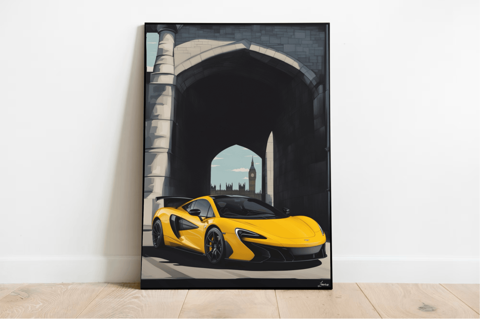 Yellow Sports Car – London Street Art Print | Buy Online from The Home Crafters