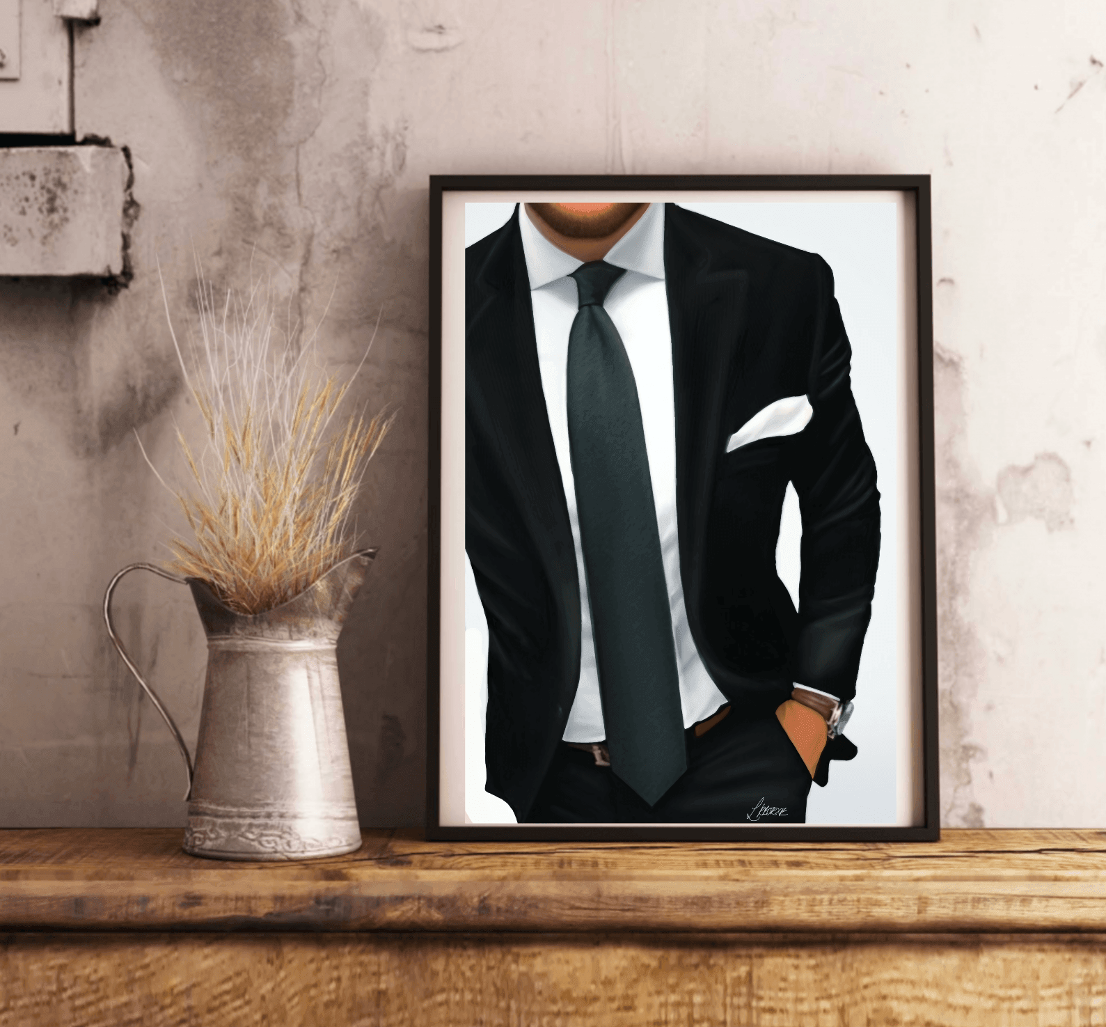 Elegant Suit Art Print | Modern Minimalist Fashion Wall Art | Buy Online from The Home Crafters