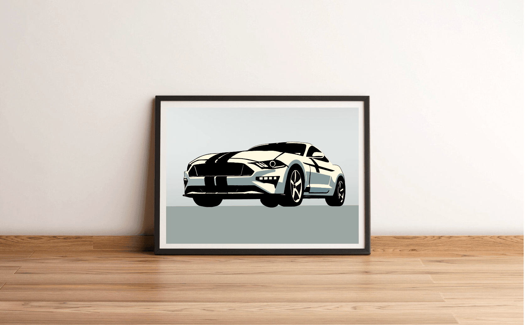 Modern Muscle Car Print – Sleek White Fastback Poster | Buy Online from The Home Crafters