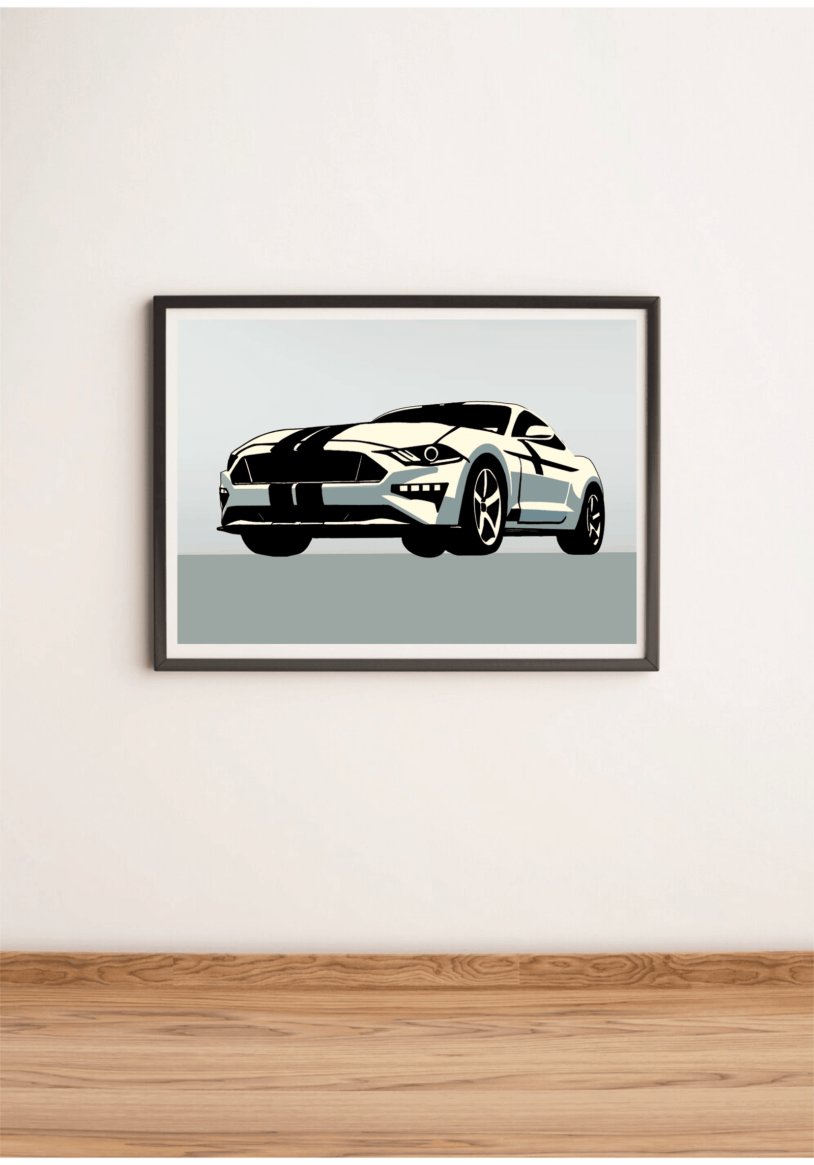 Modern Muscle Car Print – Sleek White Fastback Poster | Buy Online from The Home Crafters