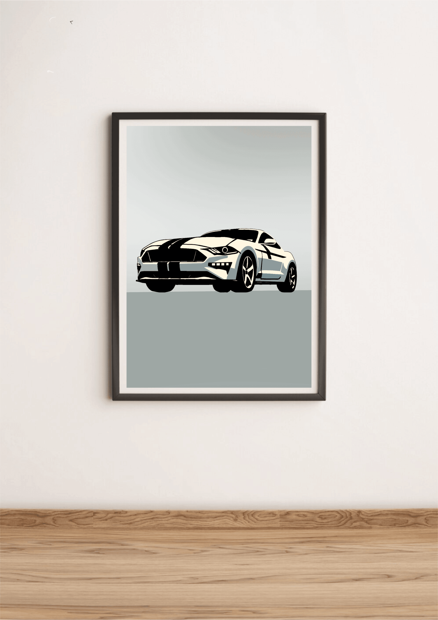 Modern Muscle Car Print – Sleek White Fastback Poster | Buy Online from The Home Crafters