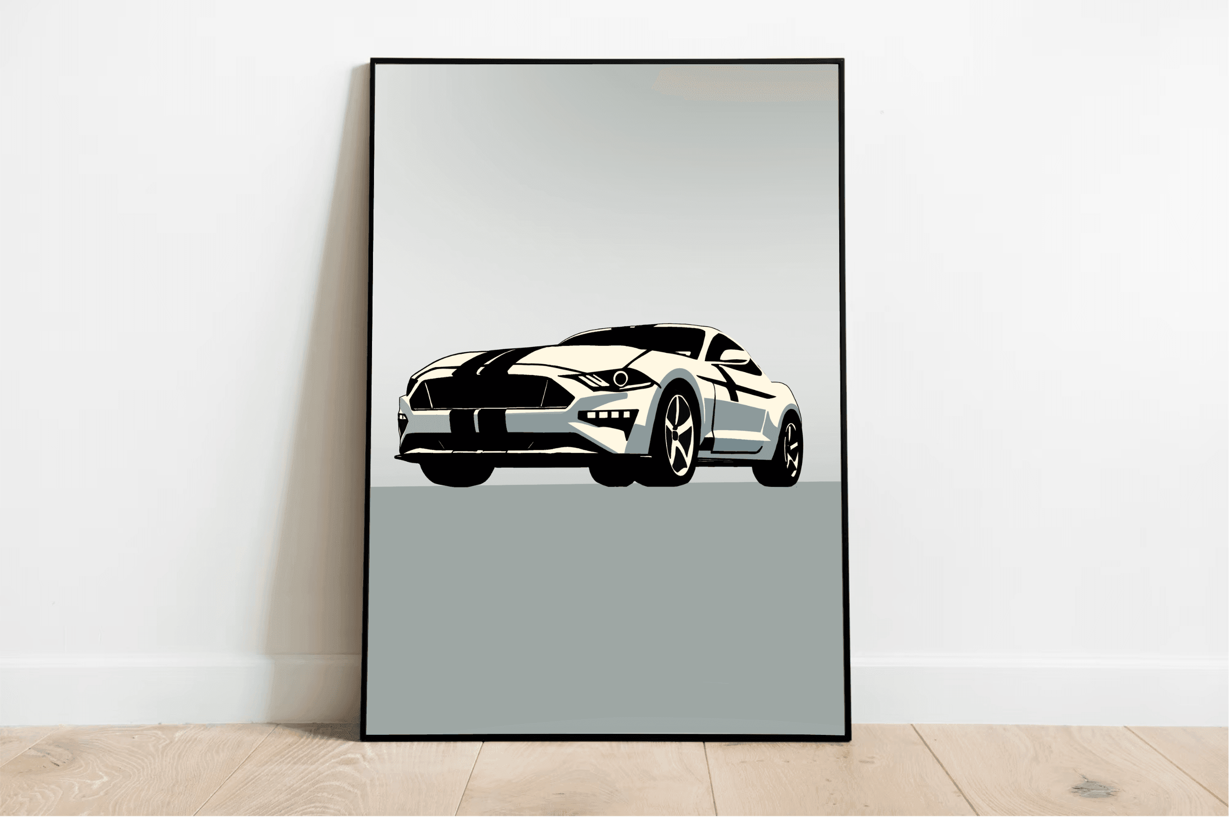Modern Muscle Car Print – Sleek White Fastback Poster | Buy Online from The Home Crafters