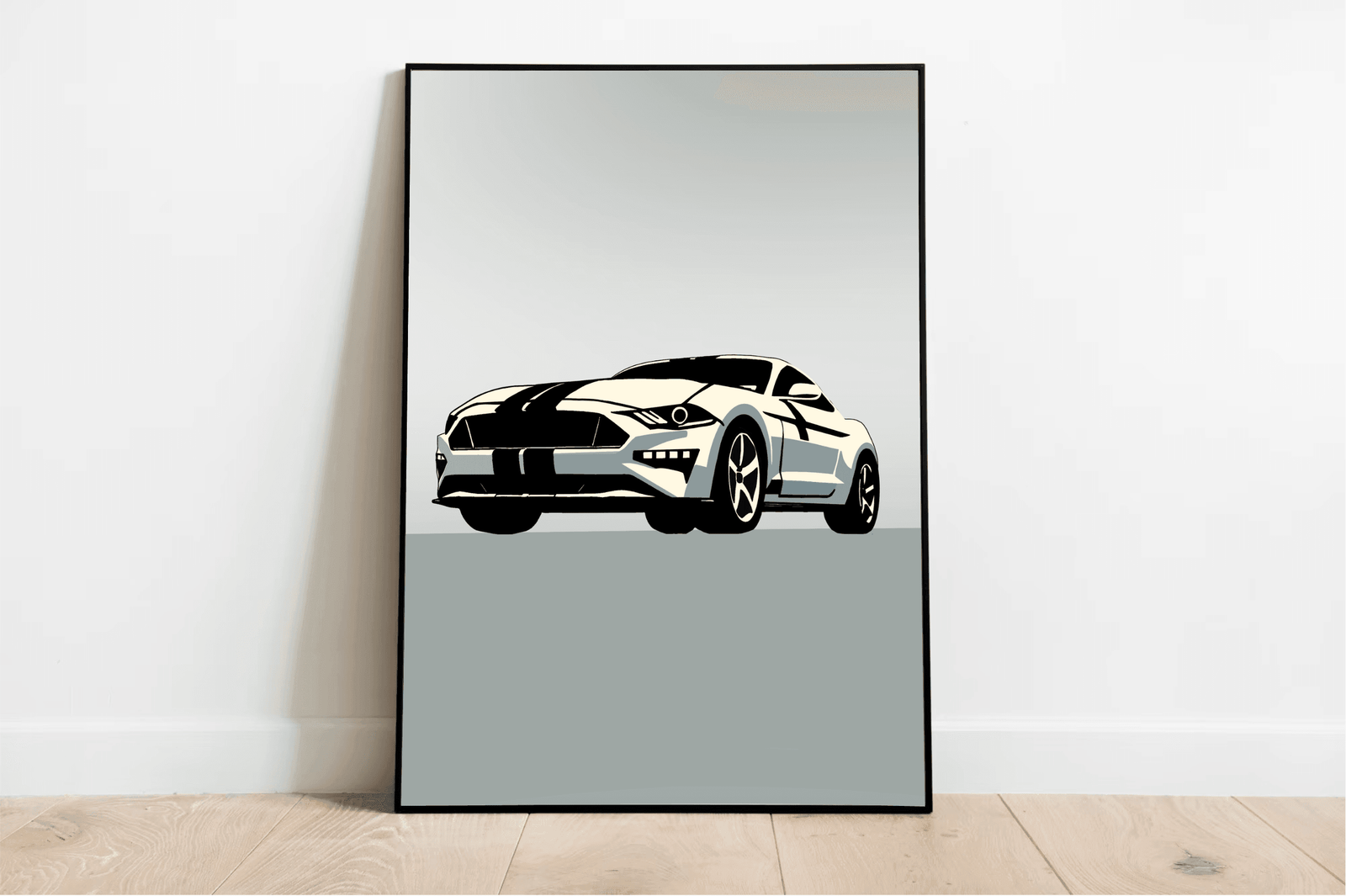 Modern Muscle Car Print – Sleek White Fastback Poster | Buy Online from The Home Crafters