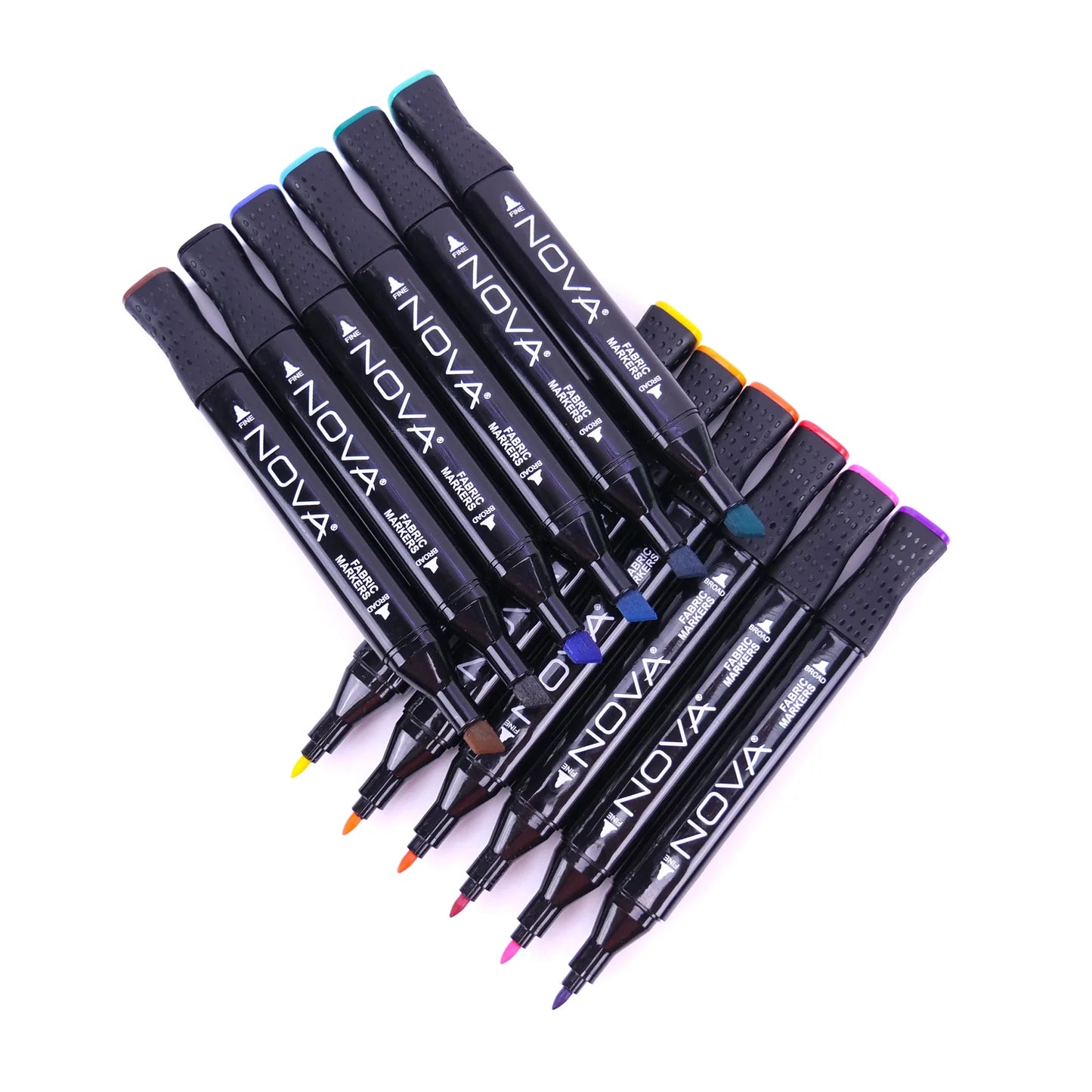 Nova Dual-Tip Fabric Marker Pens - 12pk