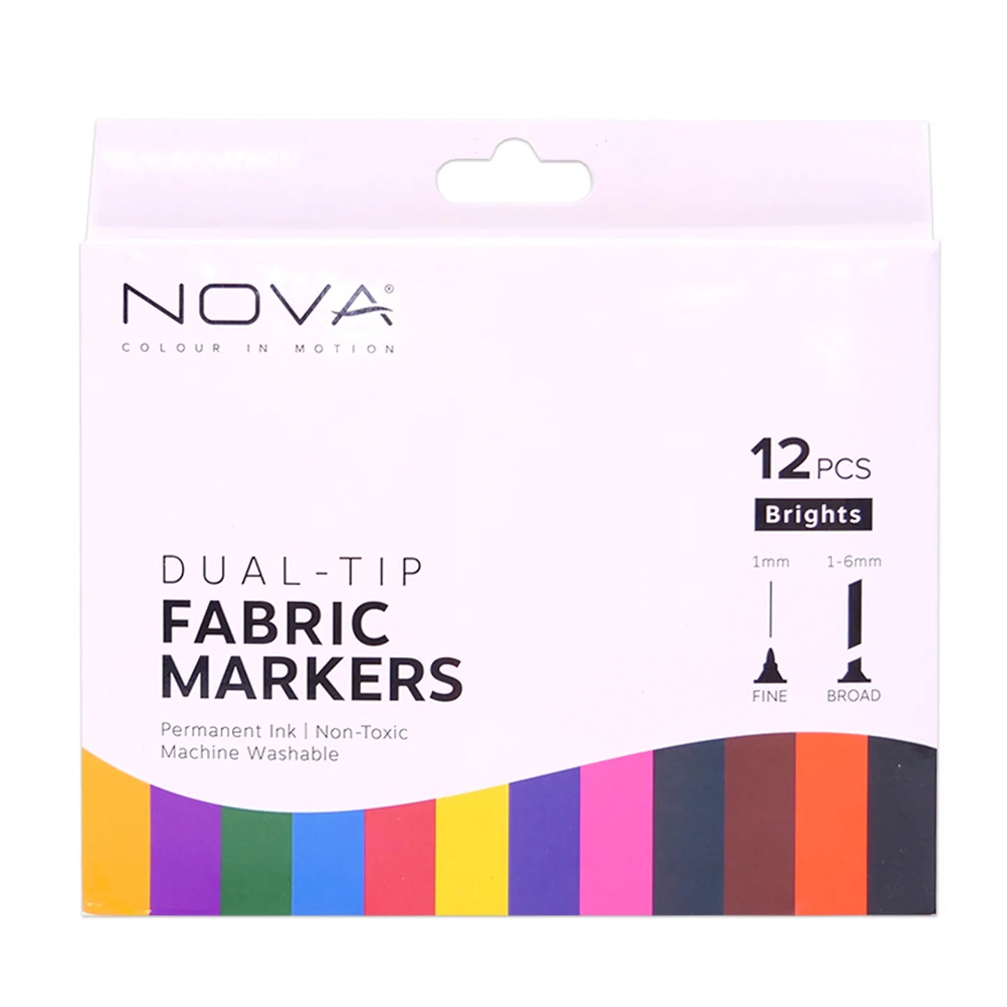 Nova Dual-Tip Fabric Marker Pens - 12pk