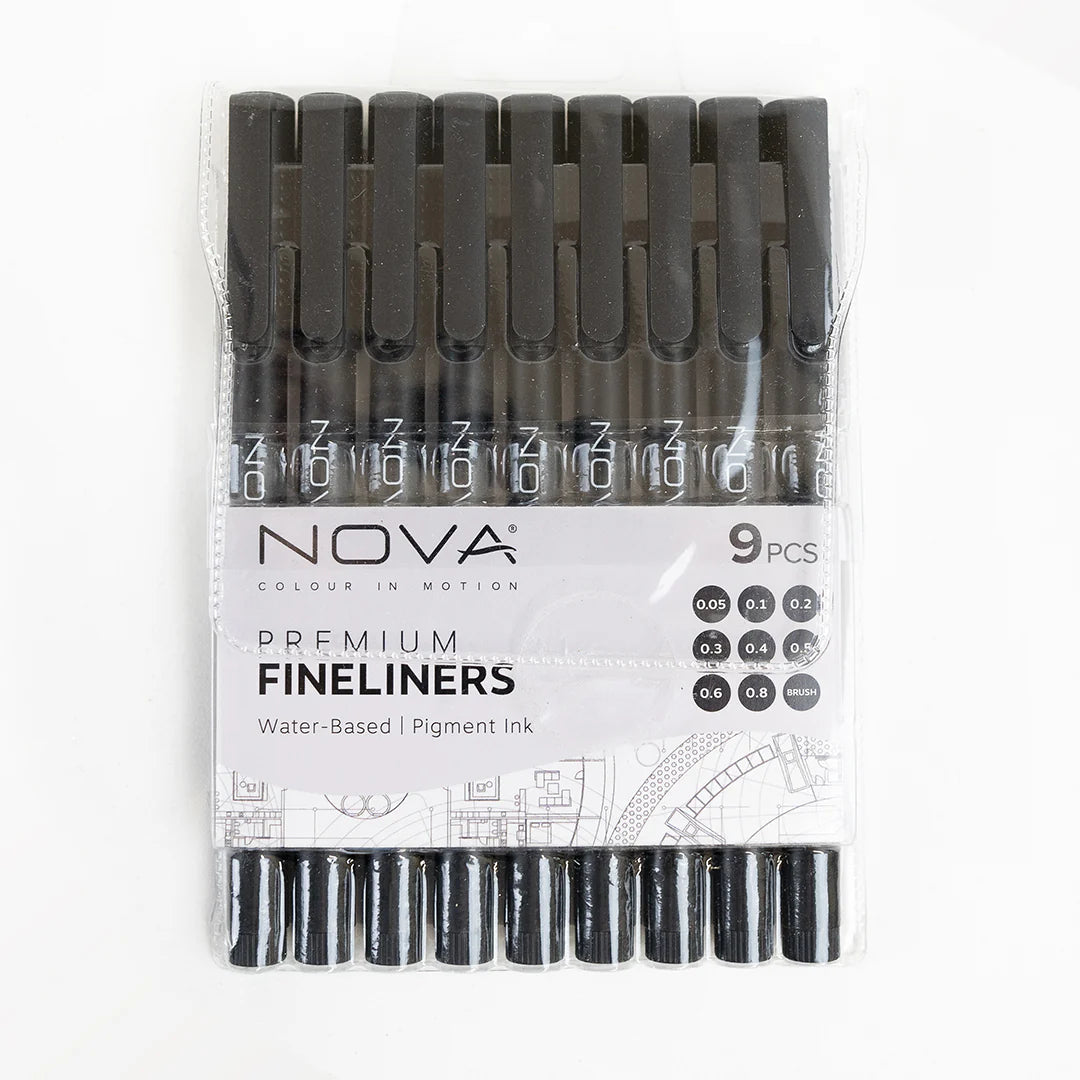 Nova Black Fineliner Pens - 9pc