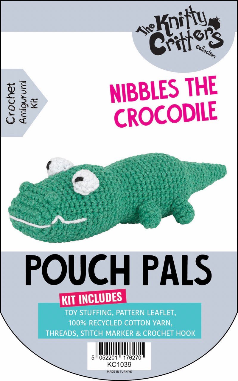 Knitty Critters Pouch Pals Crochet Kit - Nibbles The Crocodile | Buy Online from The Home Crafters
