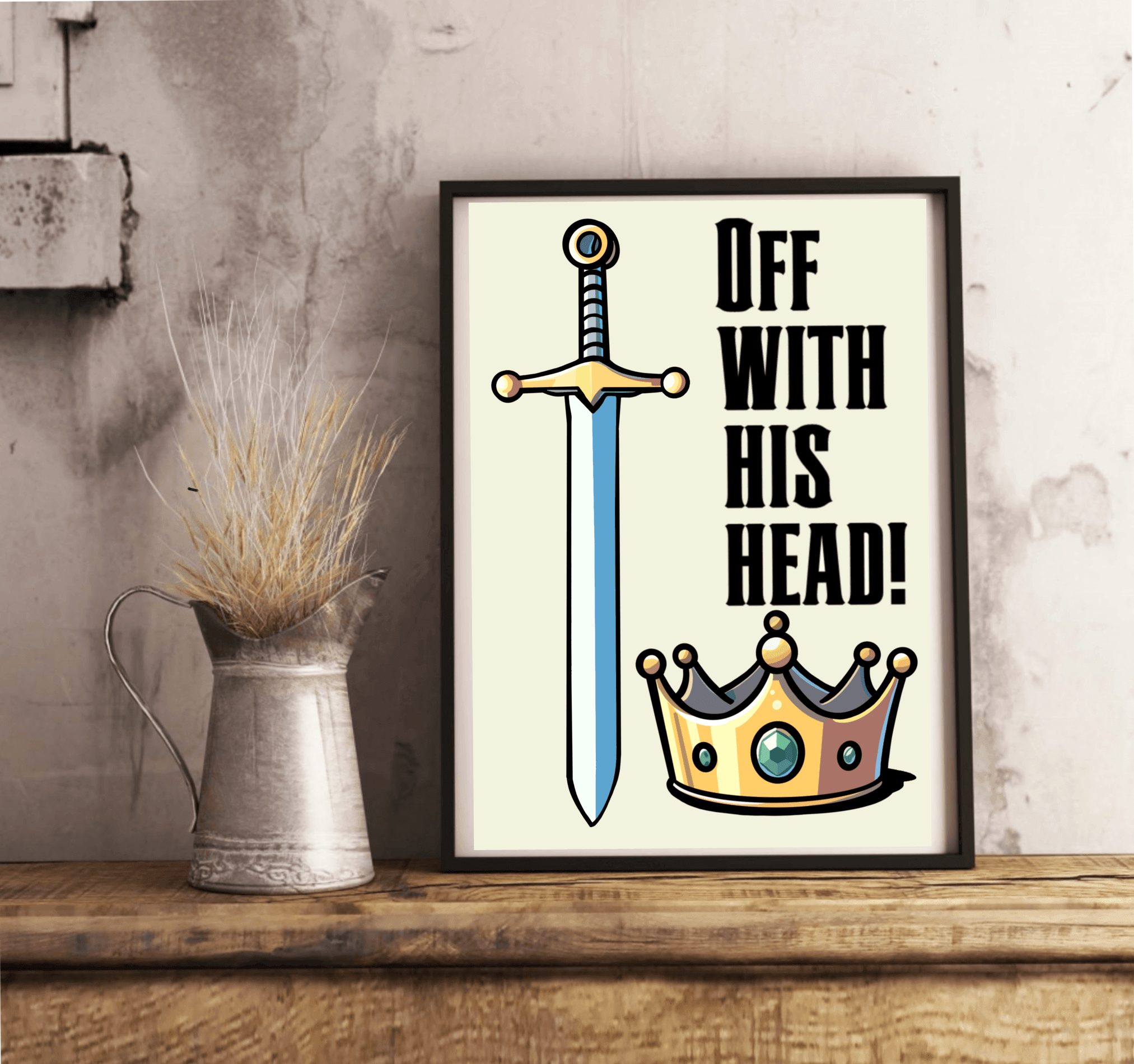 Regal Reprisal – Bold Sword and Crown Royalty Art Print | Buy Online from The Home Crafters