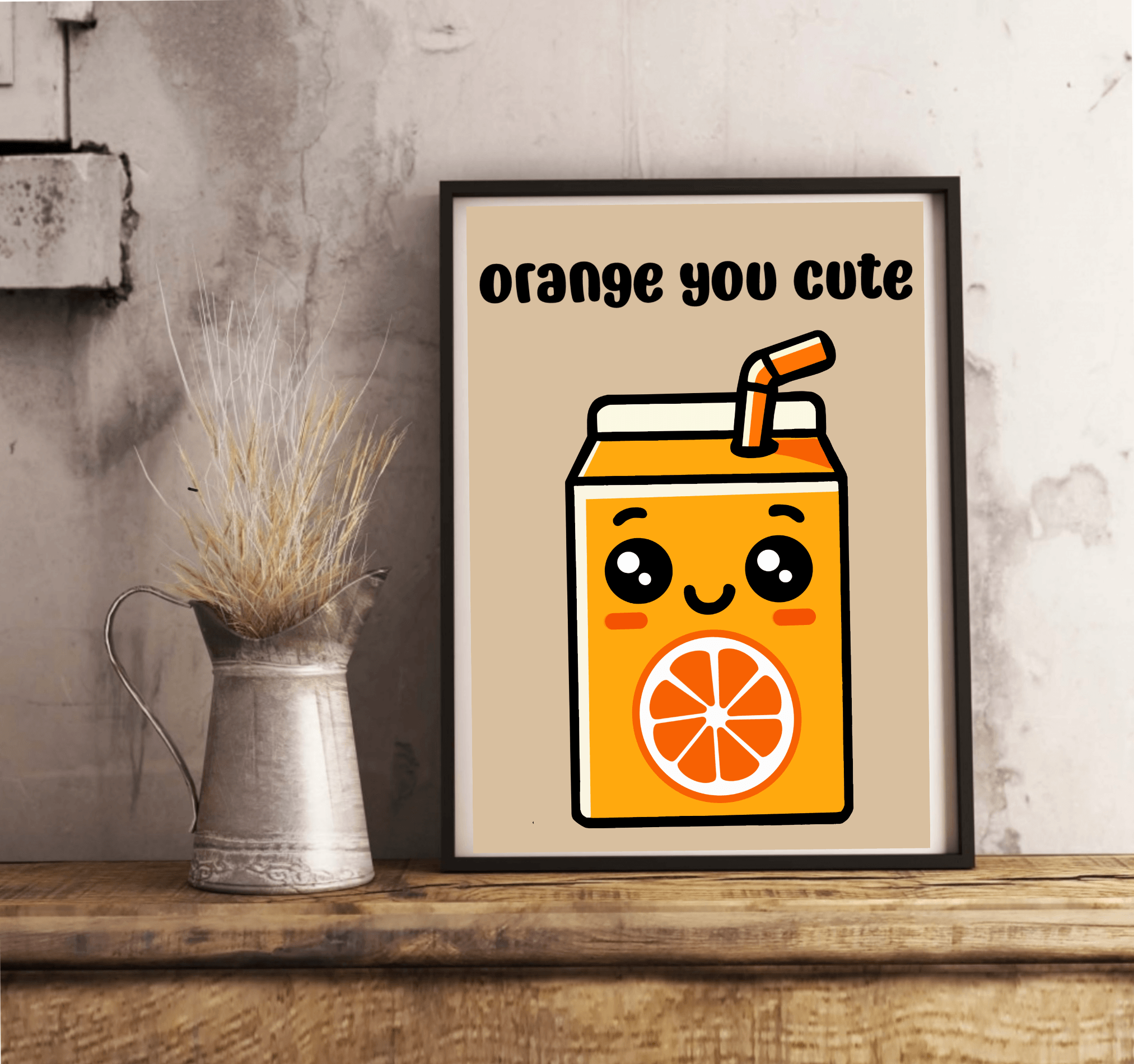 Orange You Cute Art Print – Fun Fruit Pun Wall Decor | Buy Online from The Home Crafters