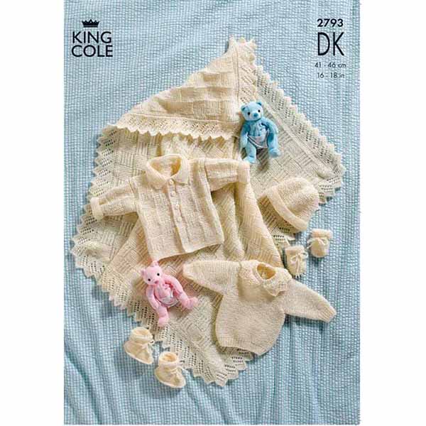 King Cole Baby Shawl & Layette Knitting Pattern 2793 - Double Knit