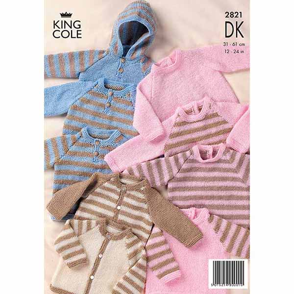 King Cole Mix n Match Prem Babies Raglan Sweaters Knitting Pattern 2821 - Double Knit | Buy Online from The Home Crafters