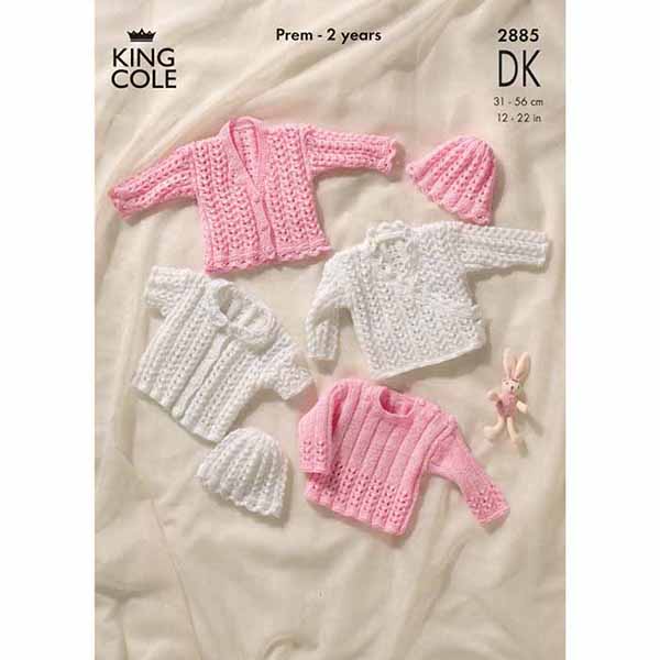 King Cole Prem Babies Cardigans & Sweater Knitting Pattern 2885 - Double Knit